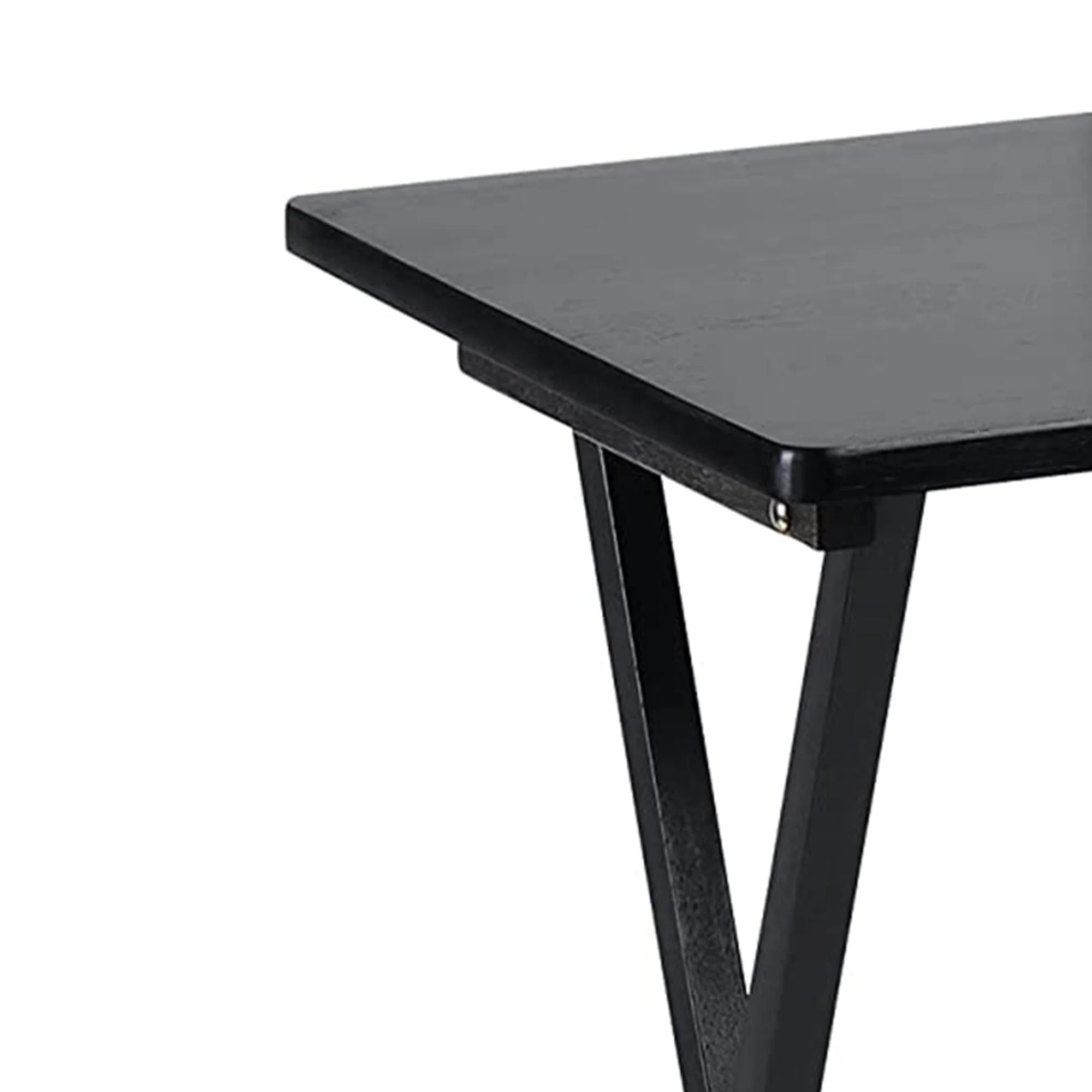 PJ Wood Folding TV Tray, Portable Wooden Table Set with Storage, Black, 6 Piece - Image 9