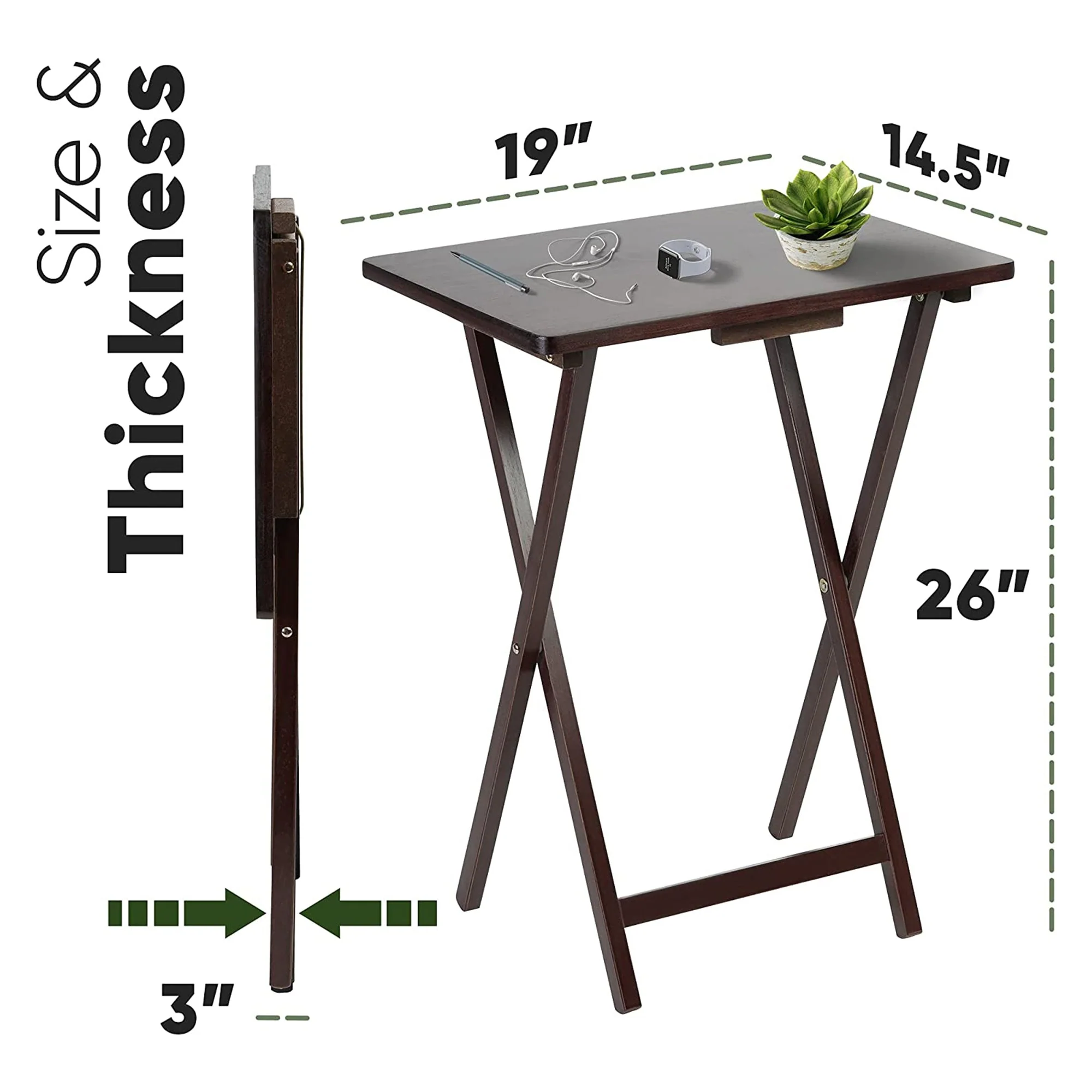 PJ Wood Portable Folding TV Snack Tray Table Desk Stand, Espresso (10 Pack) - Image 9