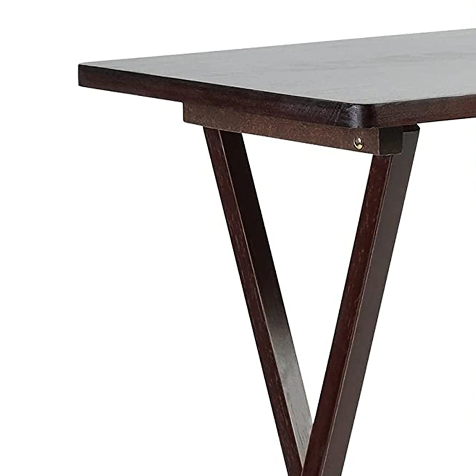 PJ Wood Portable Folding TV Snack Tray Table Desk Stand, Espresso (4 Piece Set) - Image 3