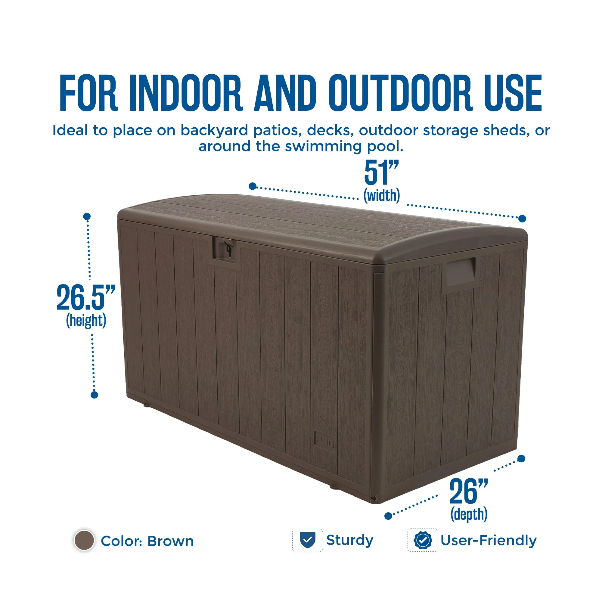 Plastic Development Group 130-Gallon Resin Outdoor Patio Storage Deck Box, Brown - Image 2