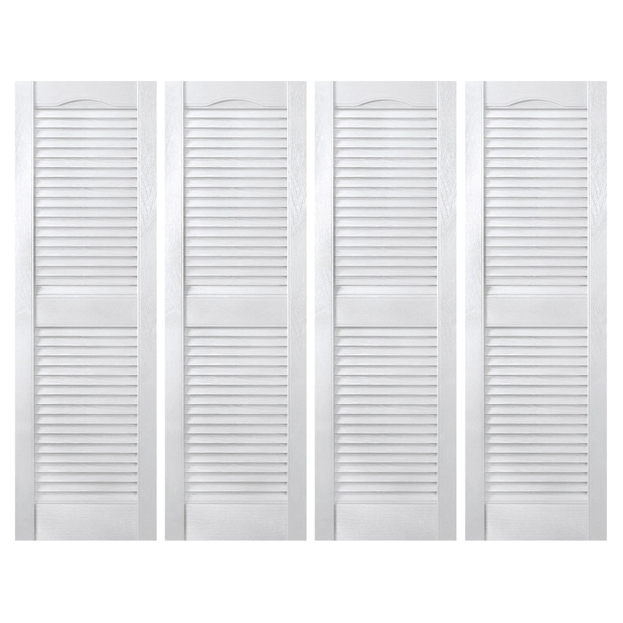 Plastic Development Group 14 x 43 Inch Vinyl Louvered Shutters, 4 Pack, White
