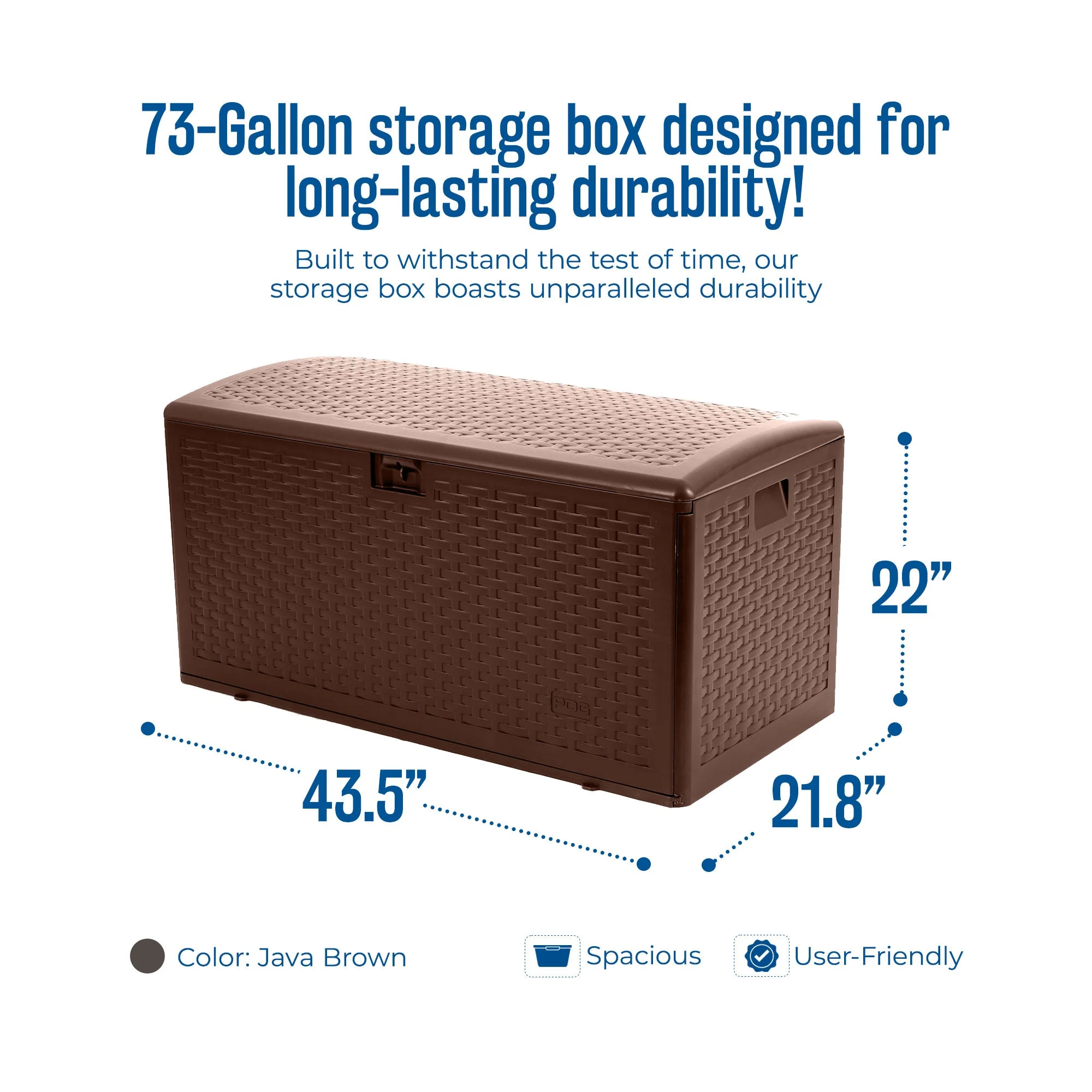 Plastic Development Group 73 Gallon Resin Outdoor Patio Storage Deck Box, Brown - Image 2
