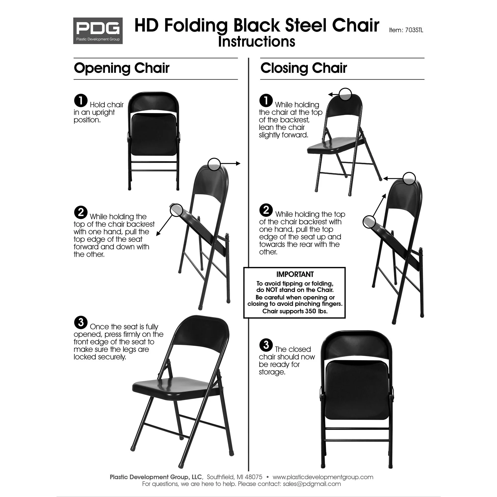 Plastic Development Group Commercial Party Heavy Duty Steel Folding Chair, Black - Image 6