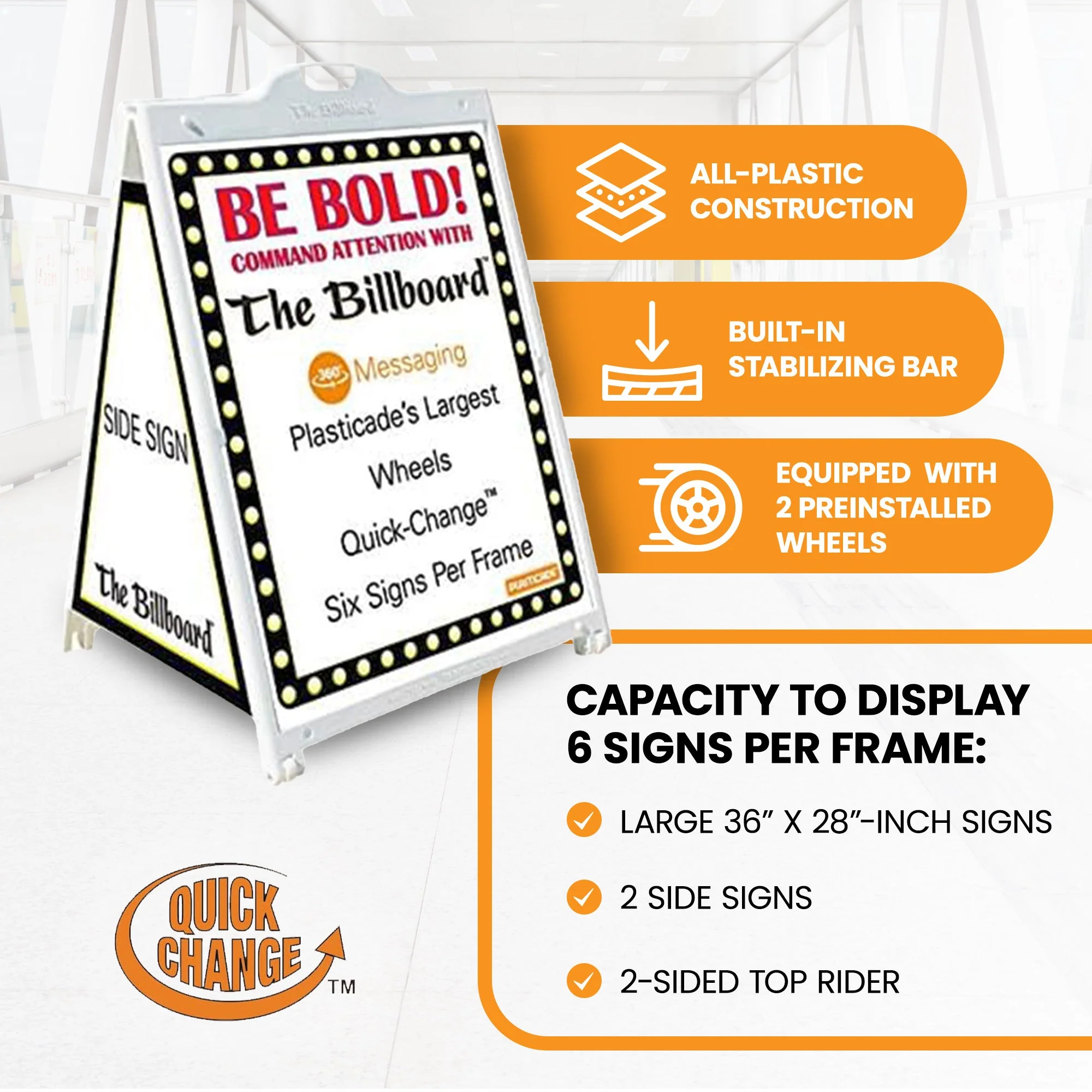 Plasticade The Billboard Large Outdoor Plastic Sign Frame with Handle, Black - Image 4