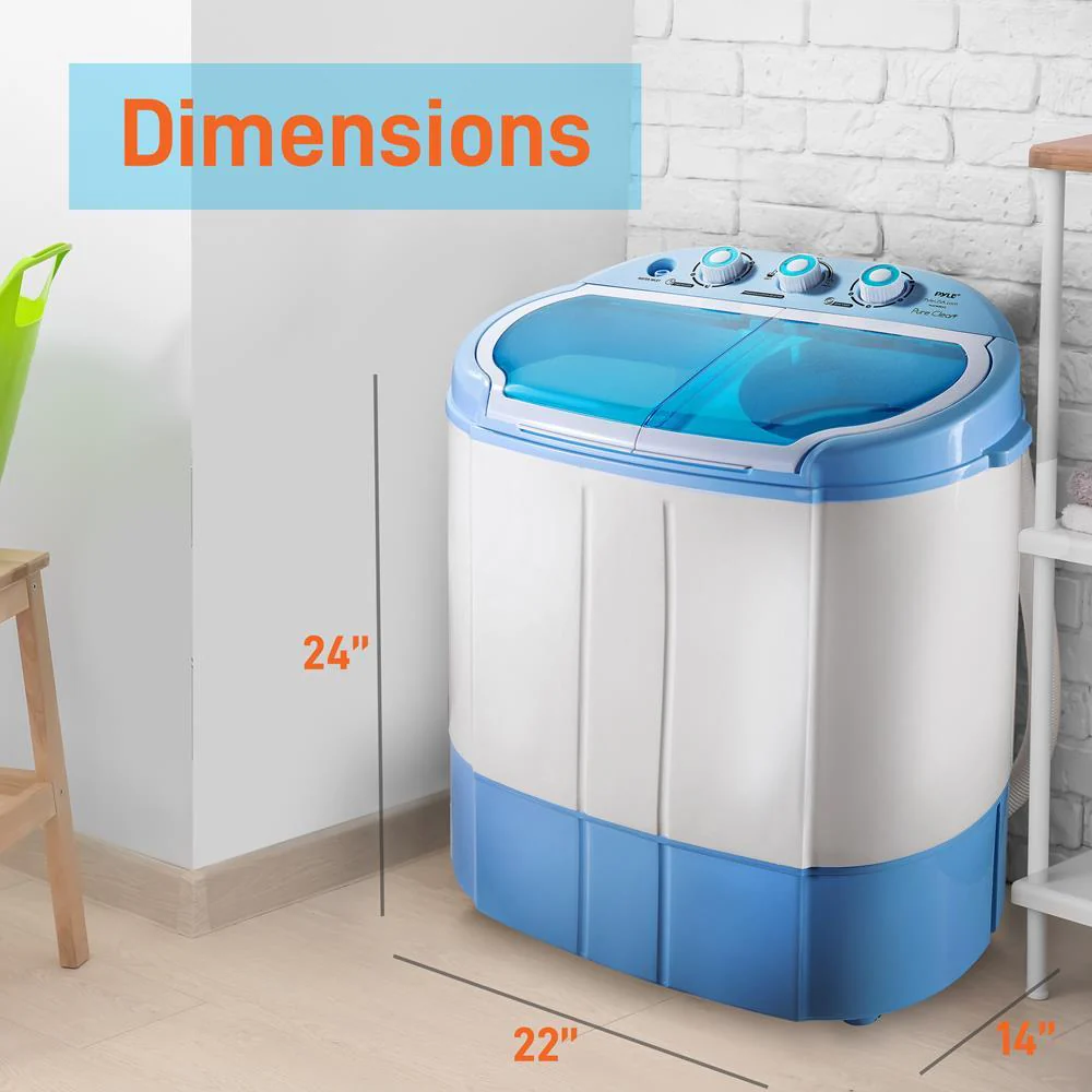 Pyle 2 in 1 Portable Compact Mini Top Load Washing Machine and Spin Dryer Unit - Image 2