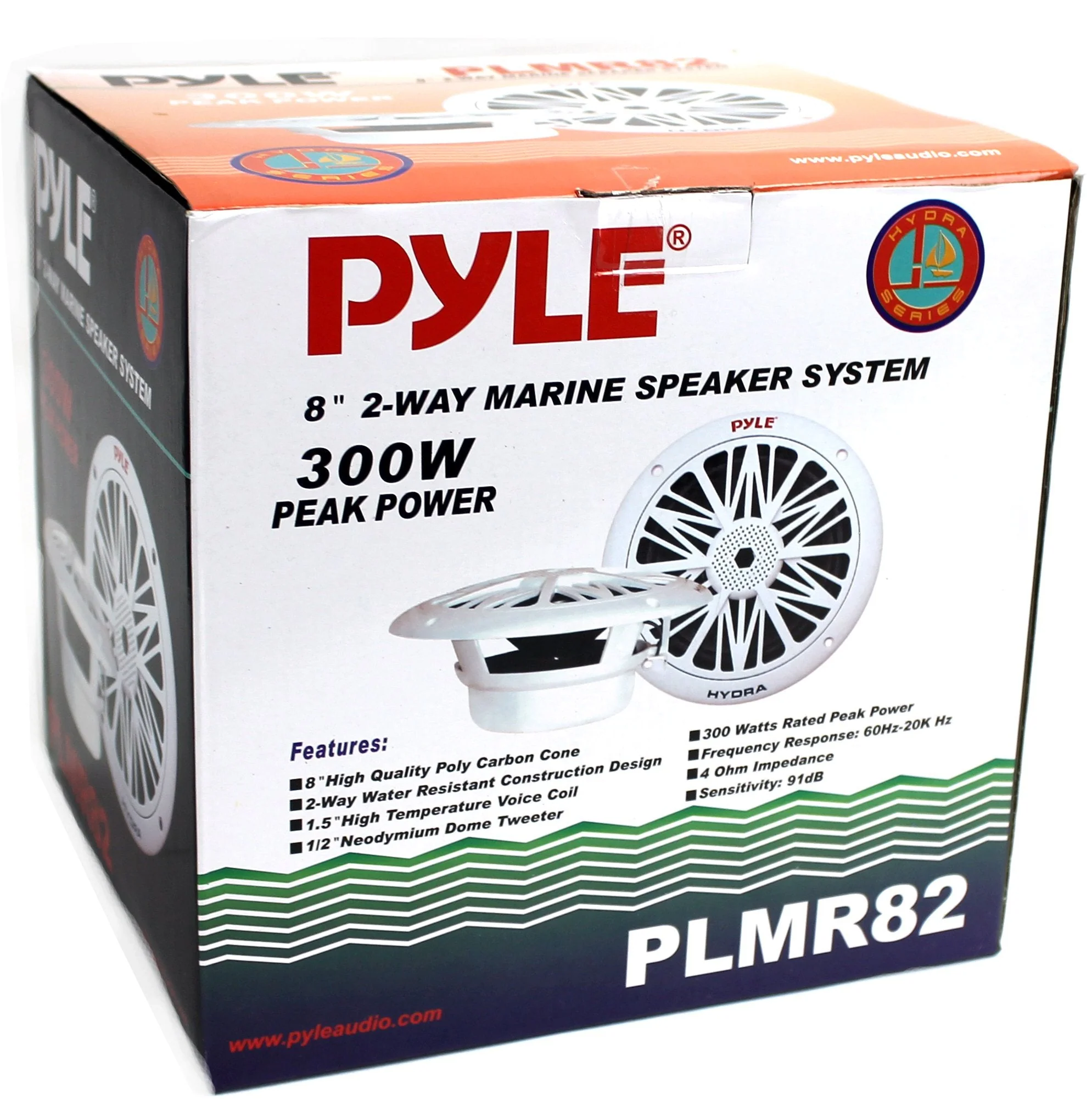 Pyle 8 Inch Poly Carbon 300 Watt 2-Way Waterproof Boat Speakers, 2 Pack, White - Image 6