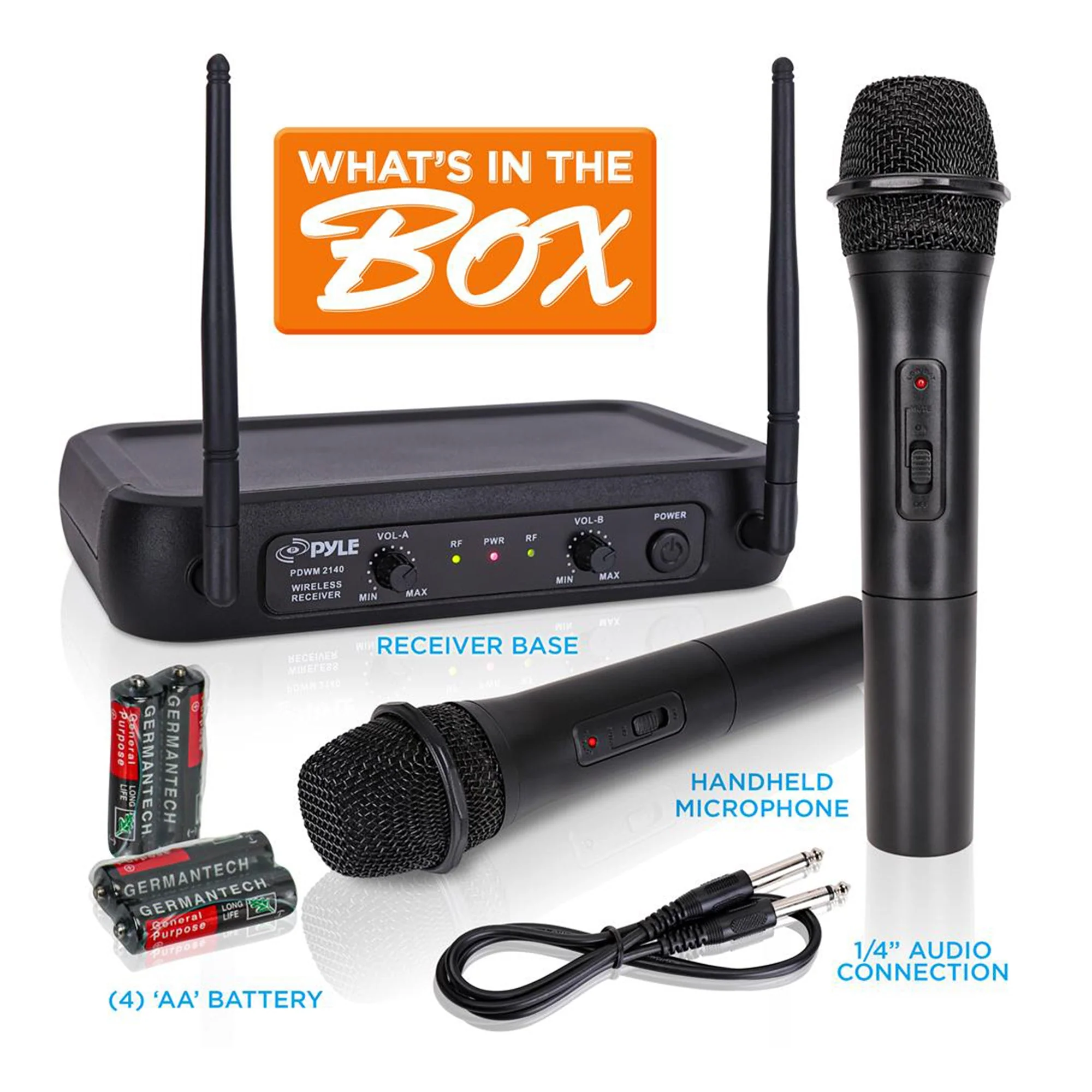 Pyle Fixed Frequency Wireless Handheld Karaoke Microphones with 2 Handheld Mics - Image 2