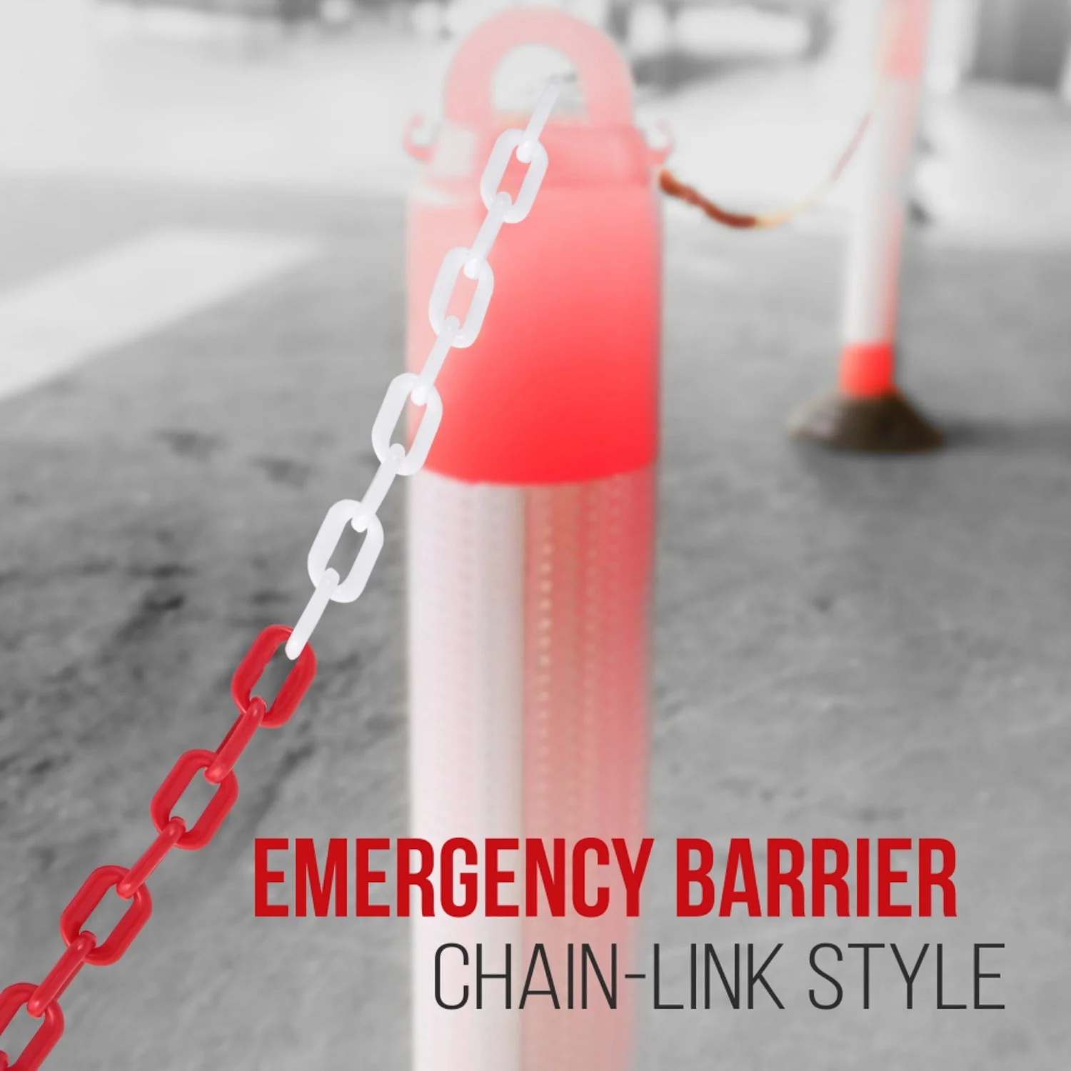Pyle PCHN31 Weatherproof Safety Chain Barrier Plastic Links 82 Feet, Red & White - Image 5
