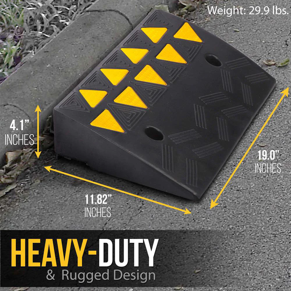 Pyle PCRBDR45 Car/Truck Heavy Duty Rubber Curbside Driveway Bridge Ramp (1 Pair) - Image 3