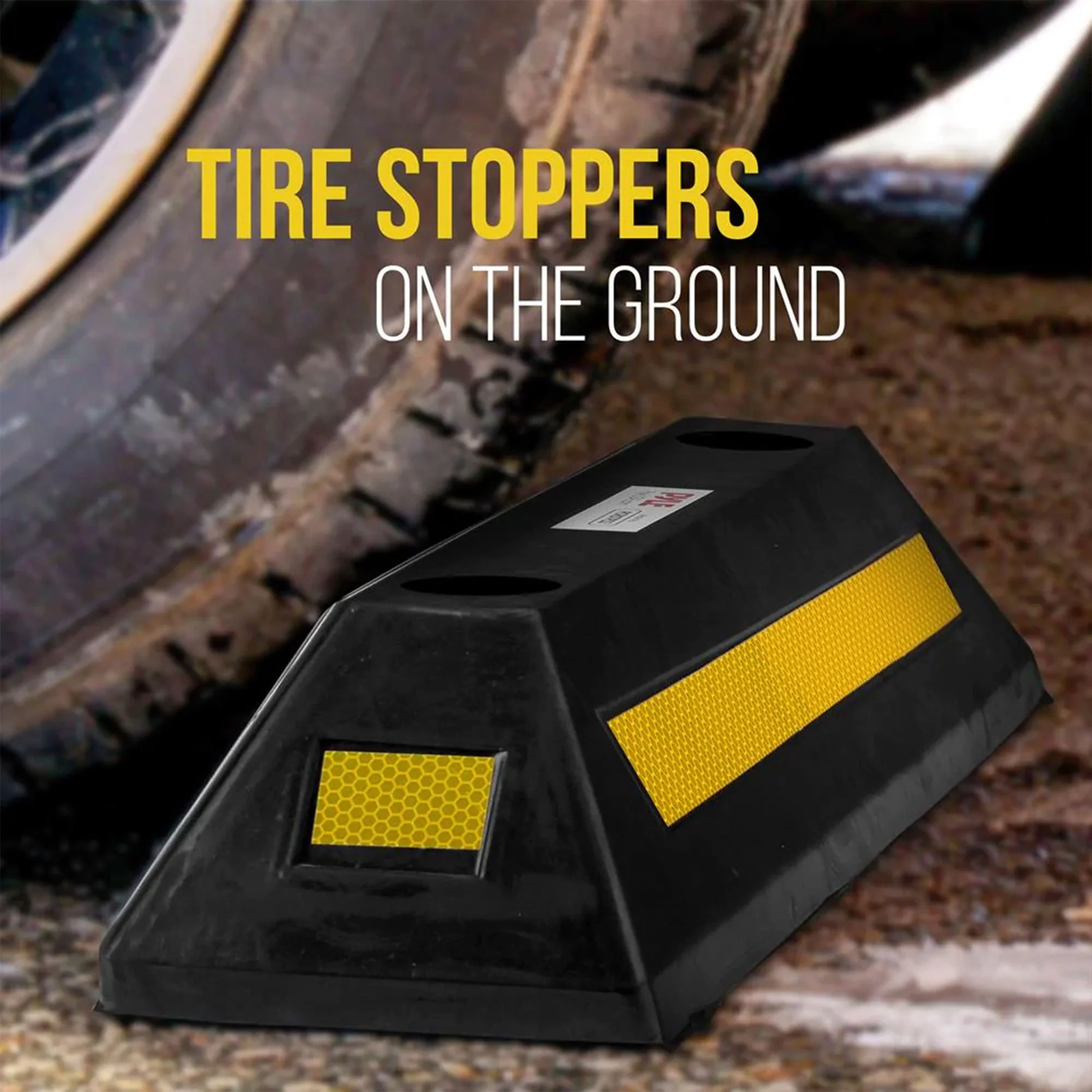 Pyle PCRSTP11X4 Heavy Duty Rubber Car & Truck Parking Wheel Stop Block, Set of 4 - Image 4