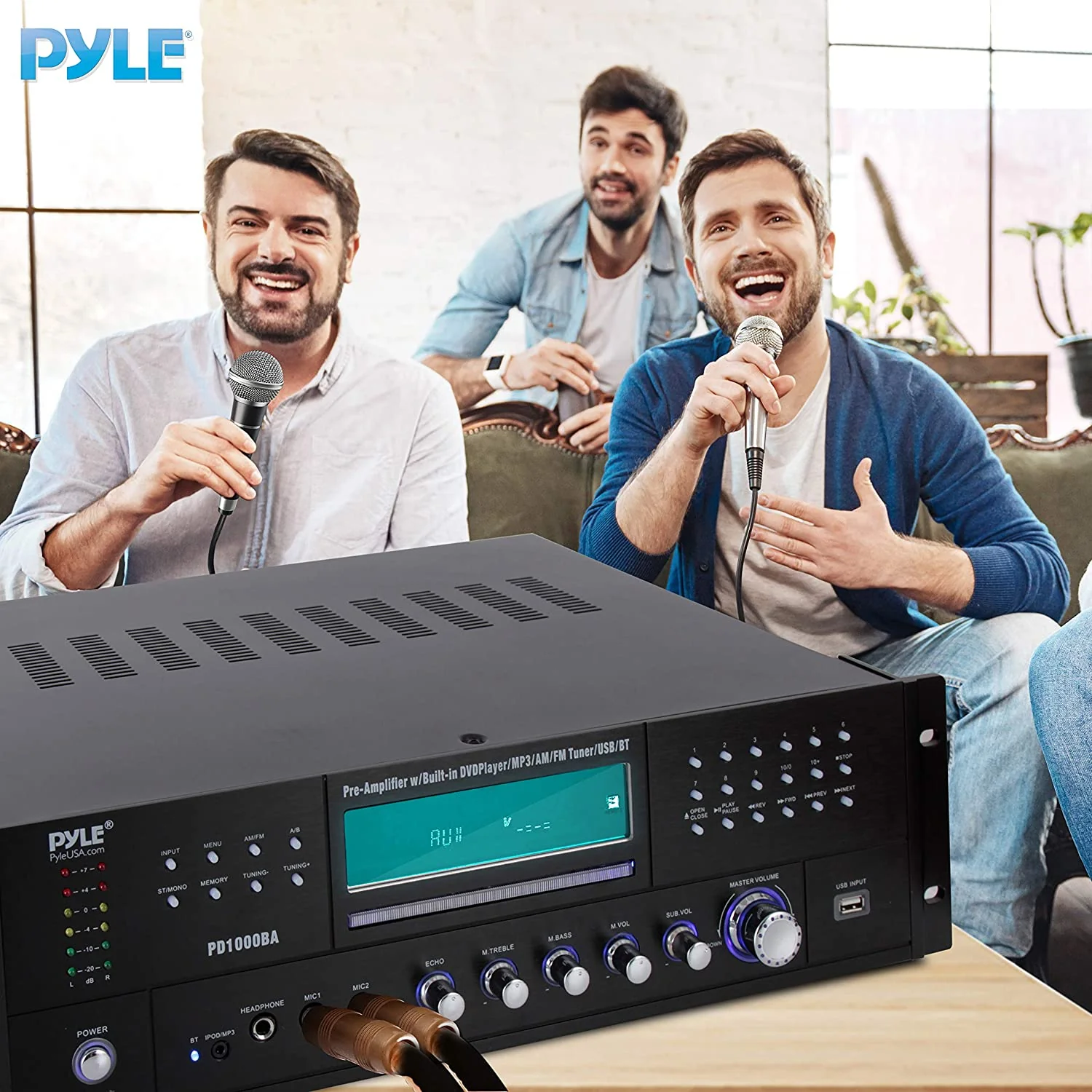 Pyle PD1000BA Bluetooth 4 Channel Home Theater Preamplifier Stereo Sound System - Image 6