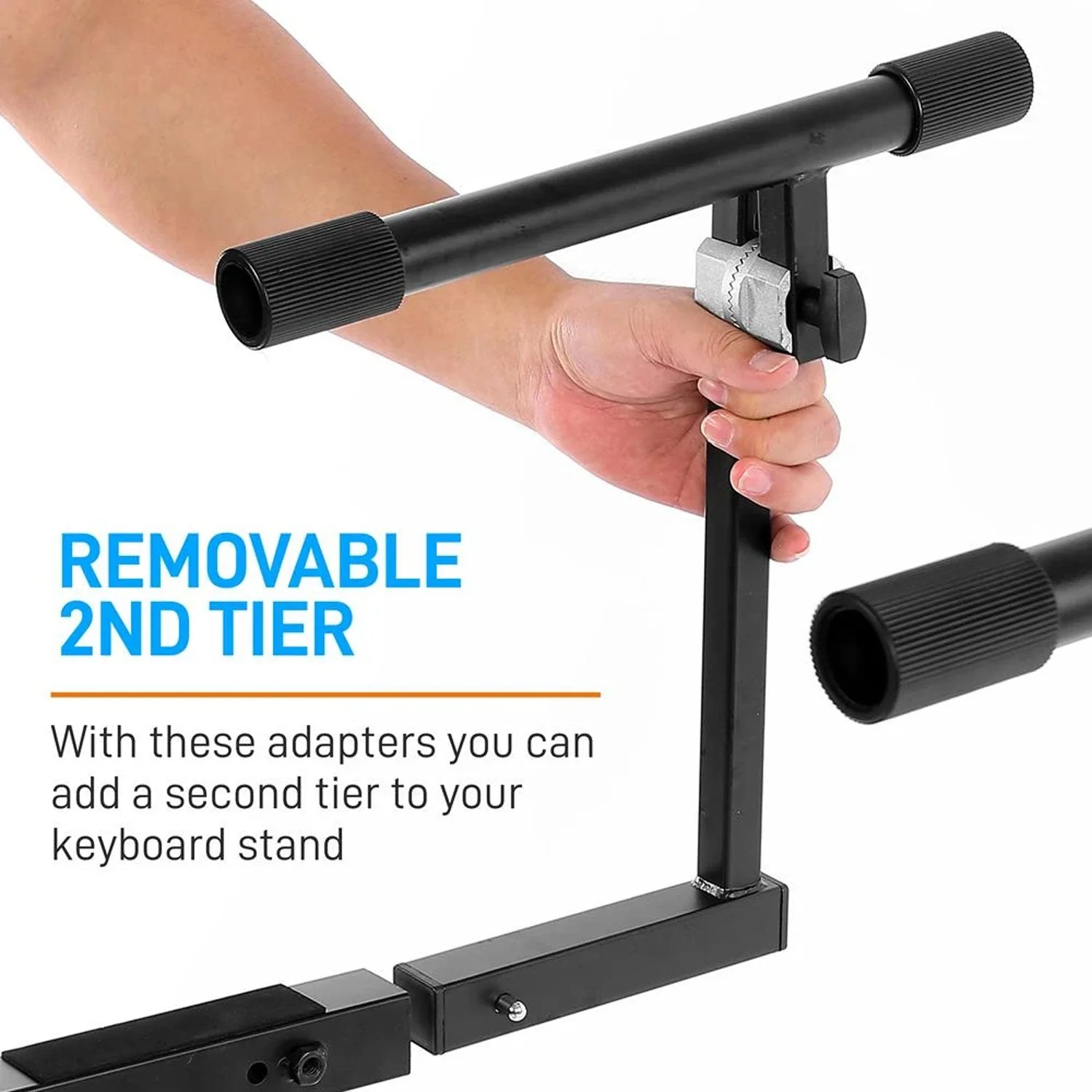 Pyle PKST2TZ 2 Tier Adjustable Heavy Duty Metal Keyboard Music Stand, Black - Image 3