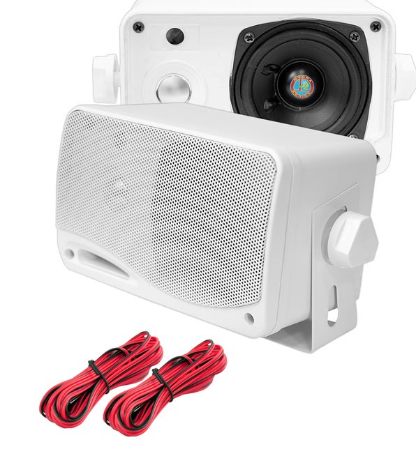 Pyle PLMR24 200W 3 Way Marine Audio Speakers Outdoor Weatherproof Pair (4 Pack) - Image 2