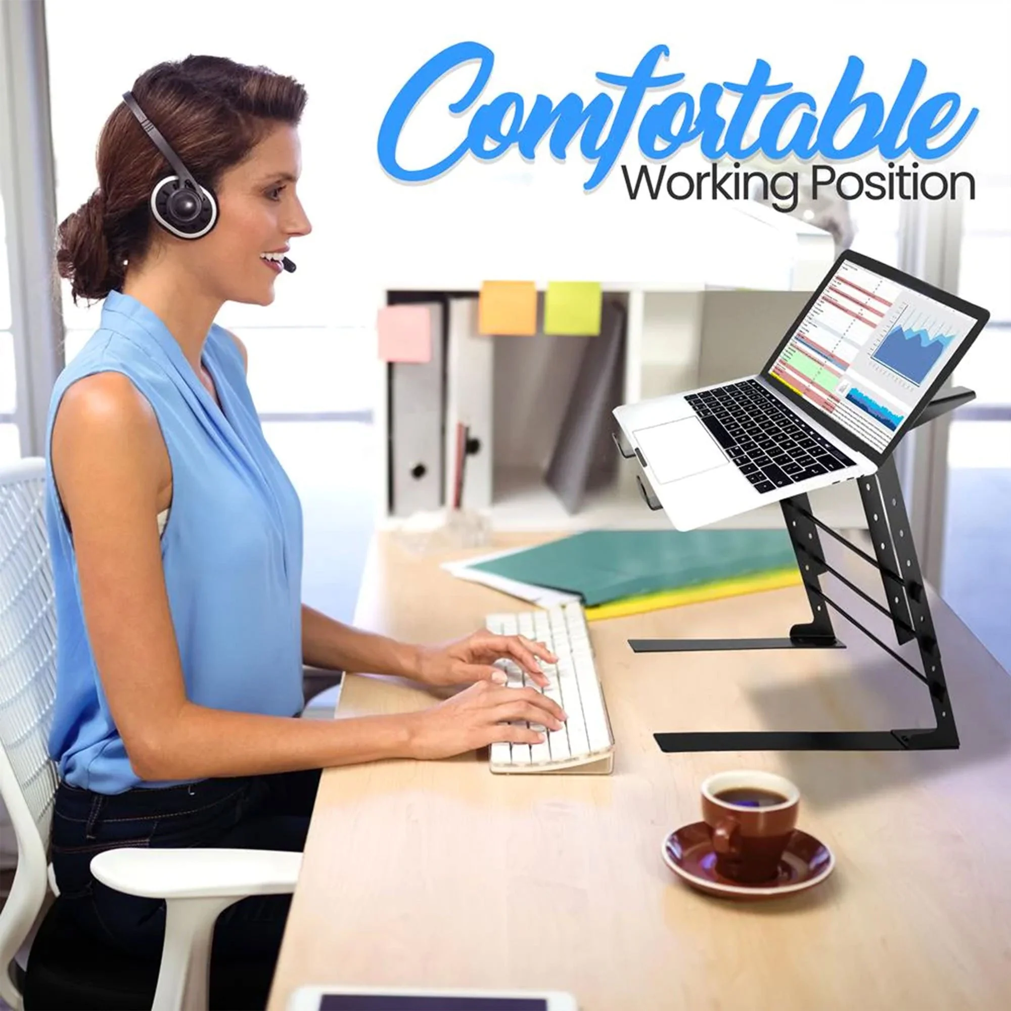 Pyle PLPTS38 Portable Adjustable Dual Device DJ Laptop Stand Workstation - Image 2