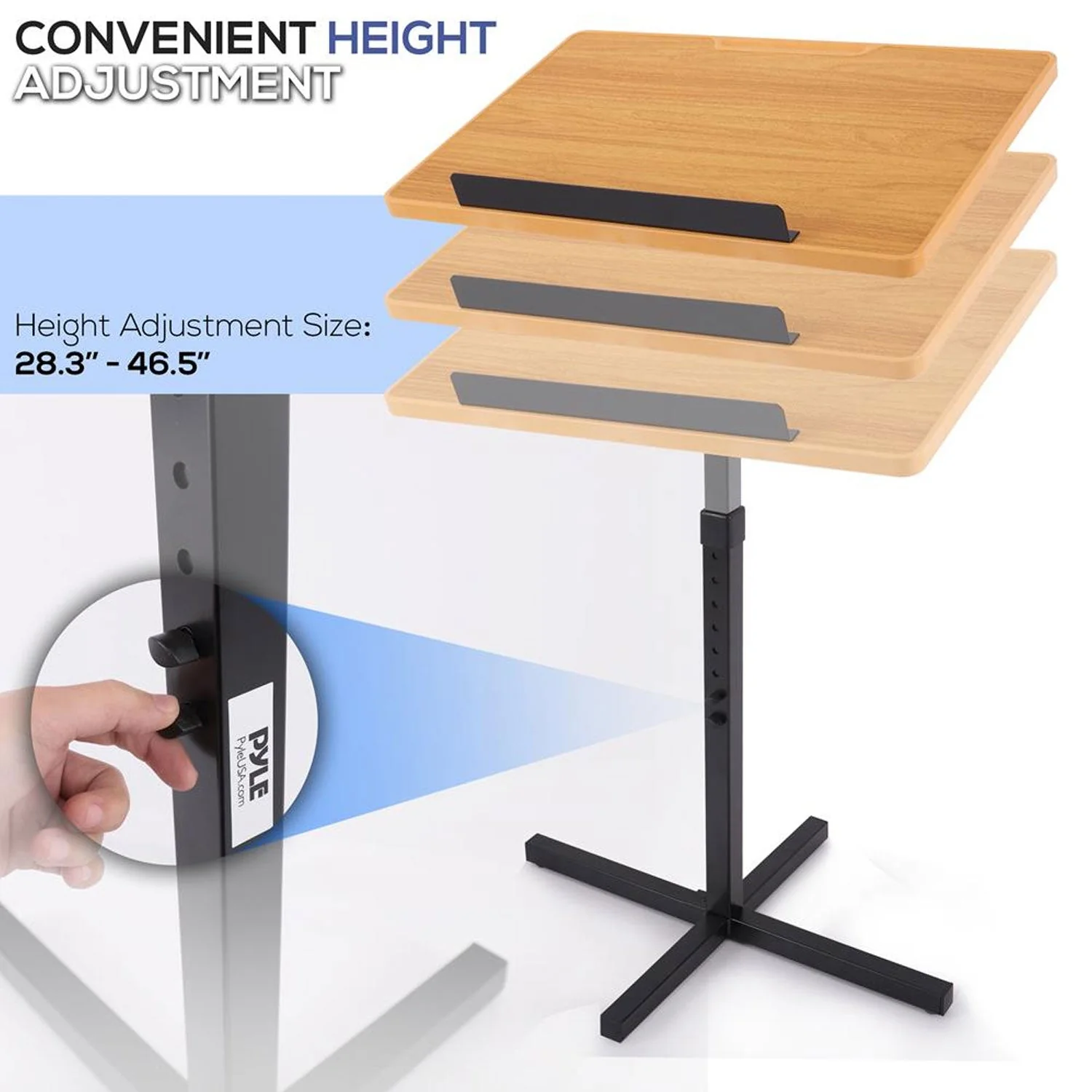 Pyle Portable Adjustable Lectern Presentation Podium Stand with Laptop Holder - Image 4