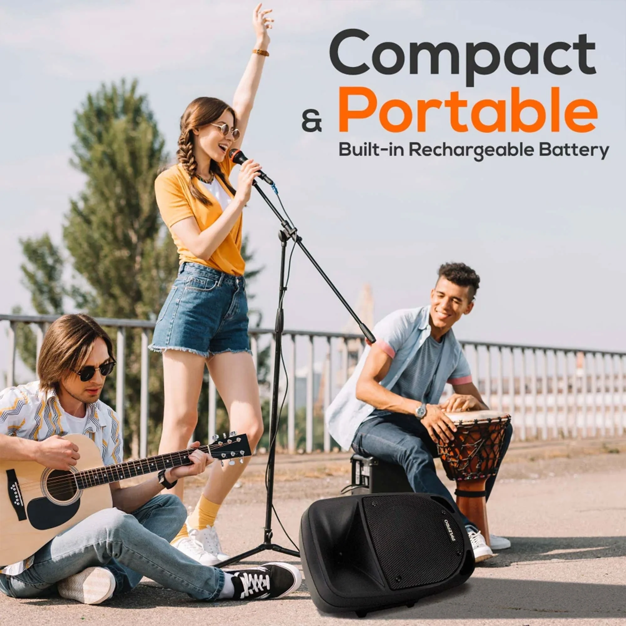 Pyle PSBT105A Bluetooth Portable Stereo Karaoke Speaker with Wireless Microphone - Image 6