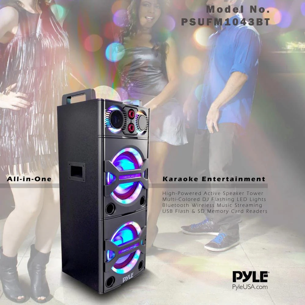Pyle PSUFM1043BT Portable Bluetooth Speaker System with Flashing Party Lights - Image 4