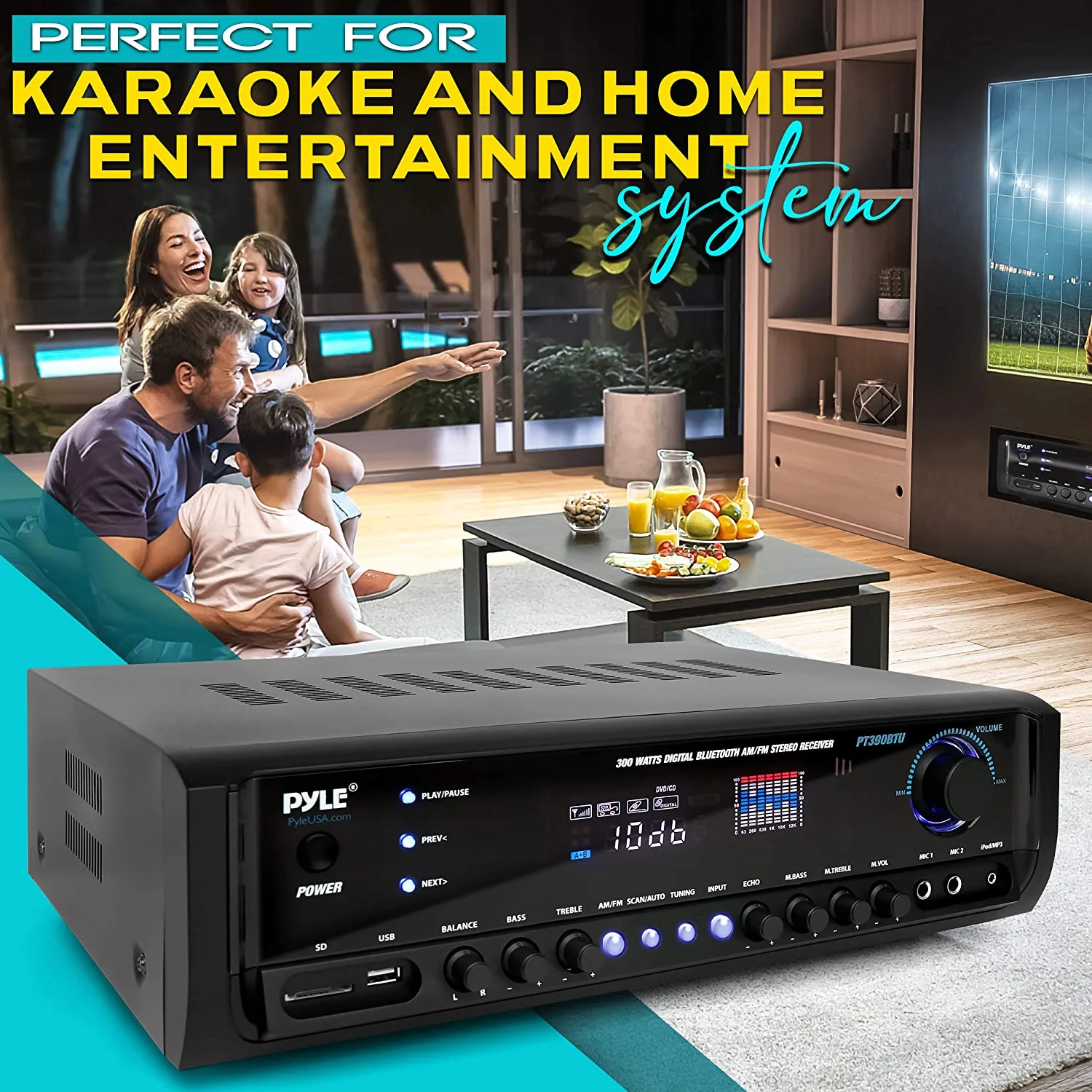 Pyle PT390BTU Digital Home Theater Bluetooth 4 Channel Radio Aux Stereo Receiver - Image 5