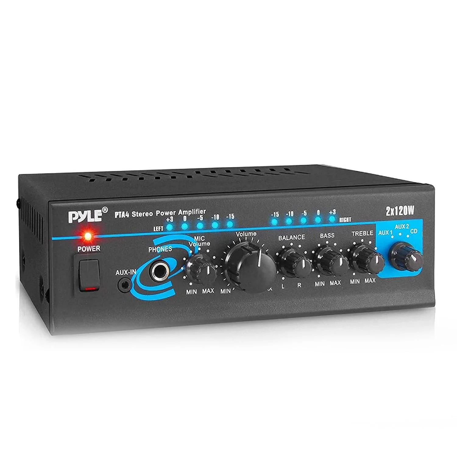 Pyle PTA4 Mini Bluetooth Home Audio 240 Watt 2 Channel Amplifier Stereo Receiver - Image 5