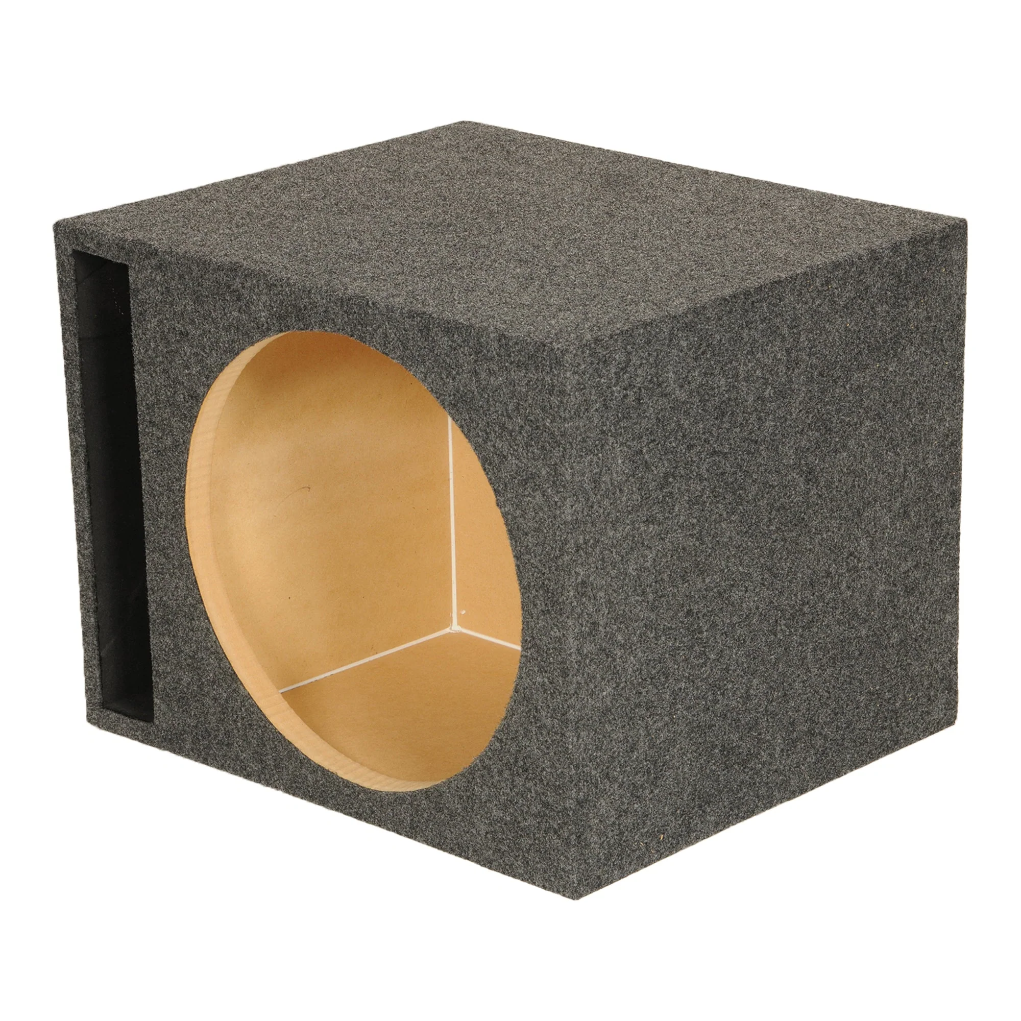QPower 15" Heavy-Duty Single Vented Vehicle Subwoofer Enclosure Woofer Box, Gray - Image 6