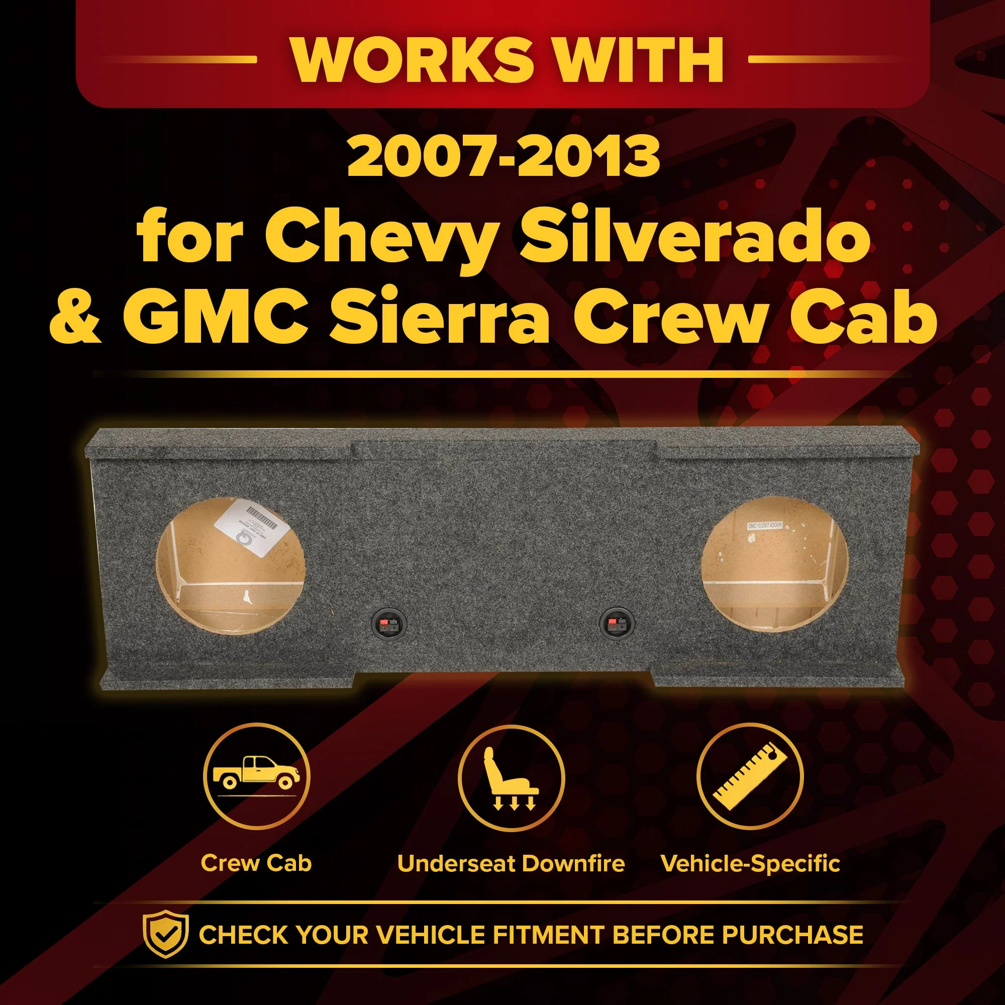 QPower Dual 10" Sub Box - Chevy Silverado Crew Cab & GMC Sierra Crew Cab 07-13 - Image 2