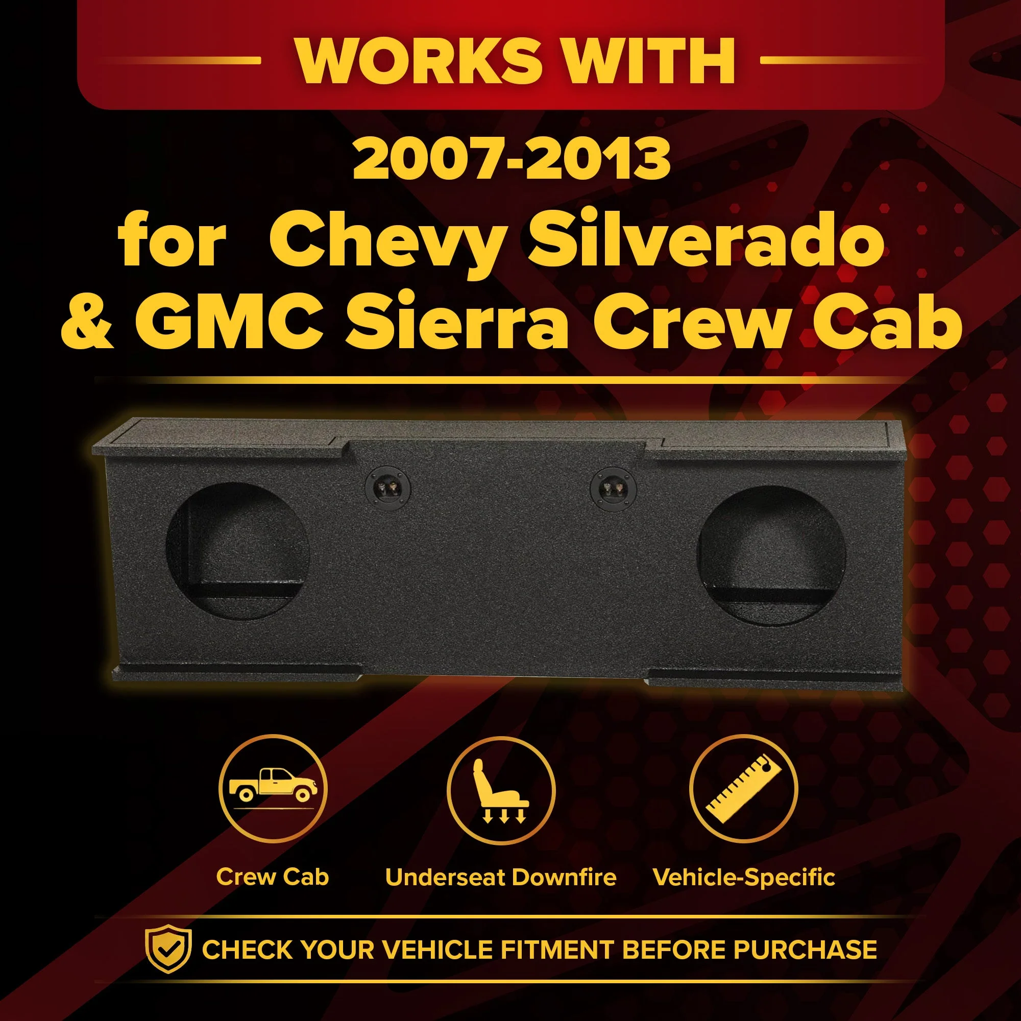 QPower Dual 10" Sub Box - Chevy Silverado Crew Cab & GMC Sierra Crew Cab 07-13 - Image 2