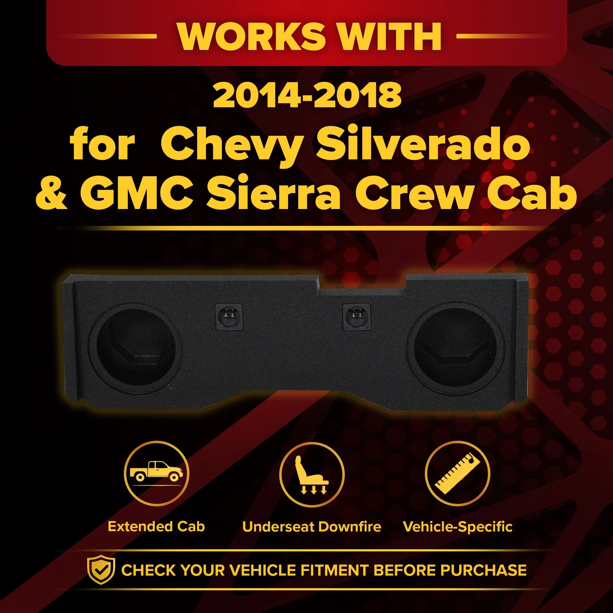 QPower Dual 10" Sub Box - Chevy Silverado Crew Cab & GMC Sierra Crew Cab 14-18 - Image 2
