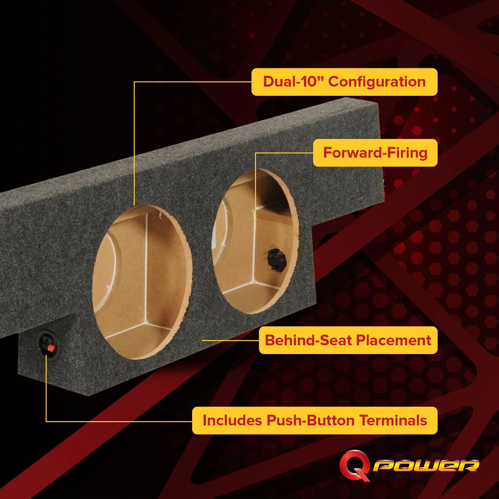 QPower Dual 10" Sub Box for Chevy Silverado 1500, GMC Sierra 1500 HD 04-06 - Image 10