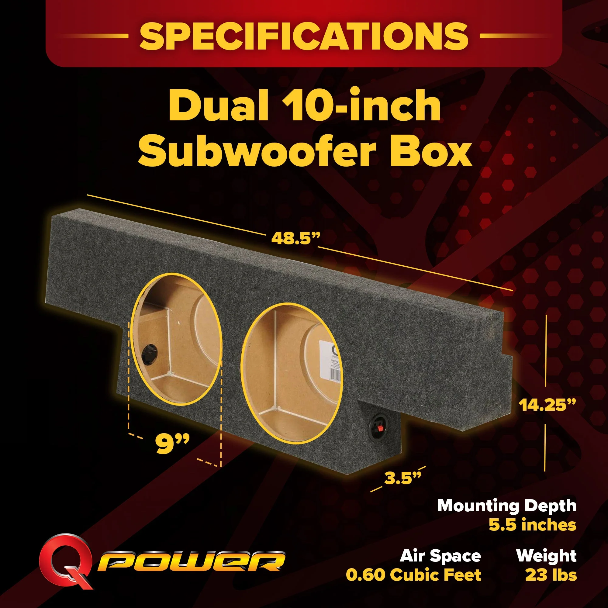 QPower Dual 10" Sub Box for Chevy Silverado 1500, GMC Sierra 1500 HD 04-06 - Image 3