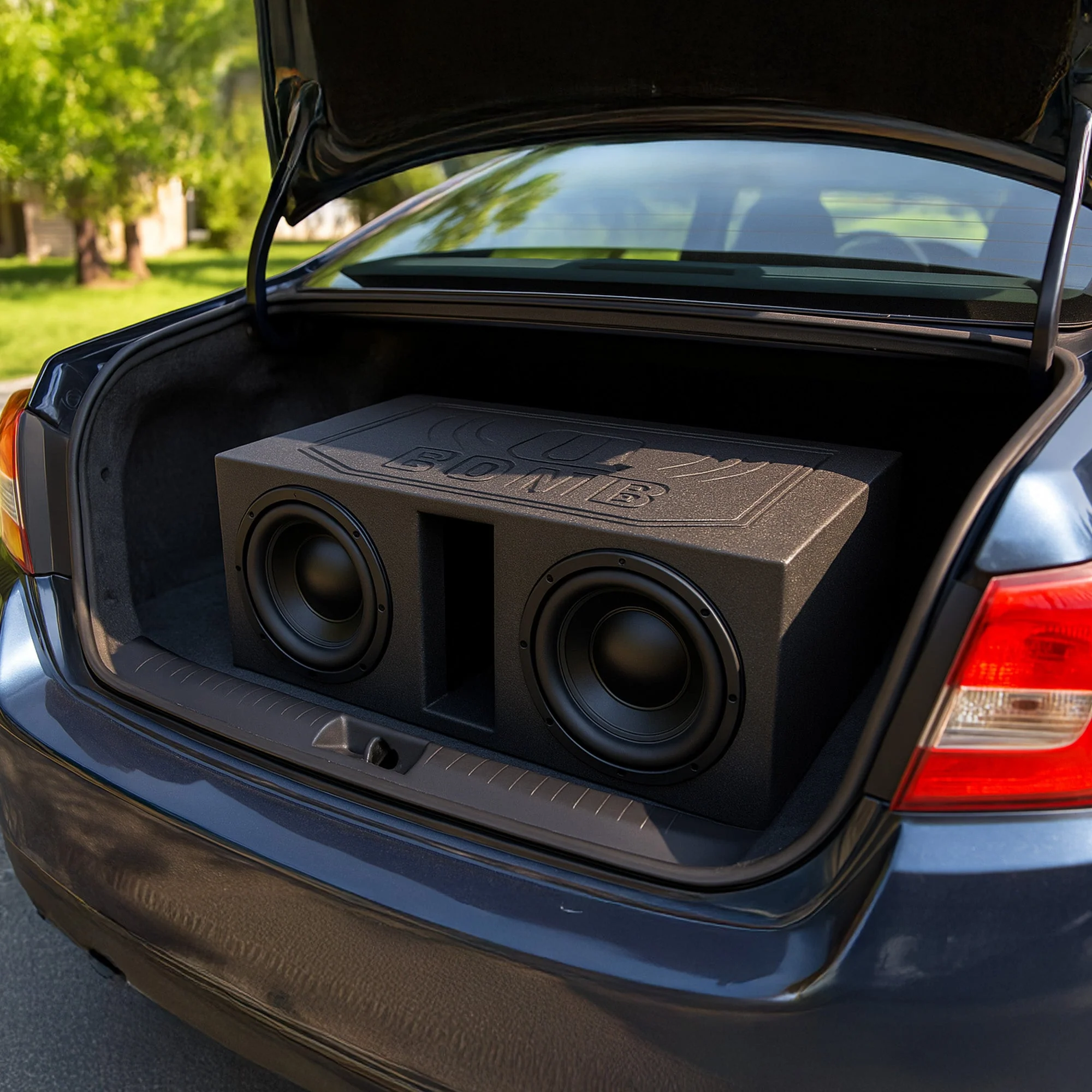 QPower QBOMB12VL Dual 12 Inch Vented Ported Car Subwoofer Sub Box Enclosure - Image 4