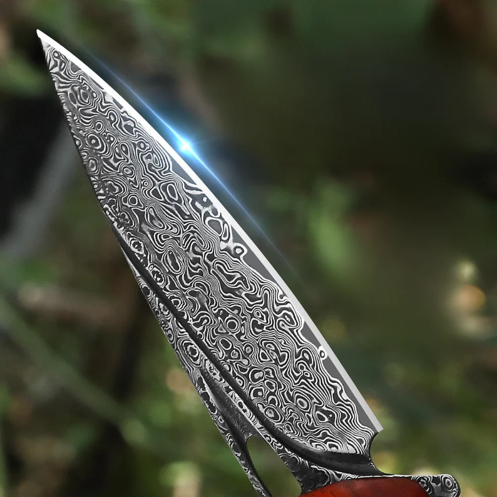 Quicksilver Handmade Japanese Damascus Pocket Knife with Exotic Red Sandalwood Handle - Image 2
