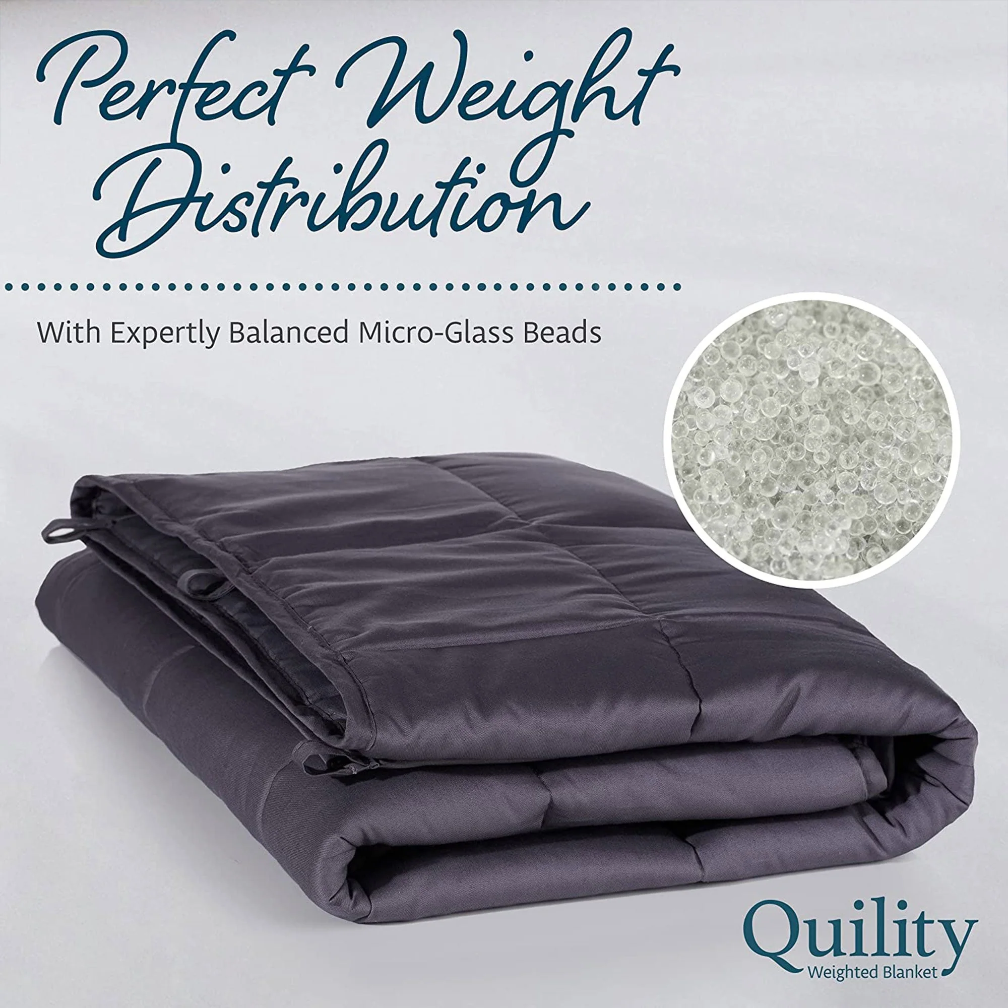 Quility 20 Pound Weighted Blanket Duvet Cover for Adults, F/Q 60" x 80," Navy - Image 3