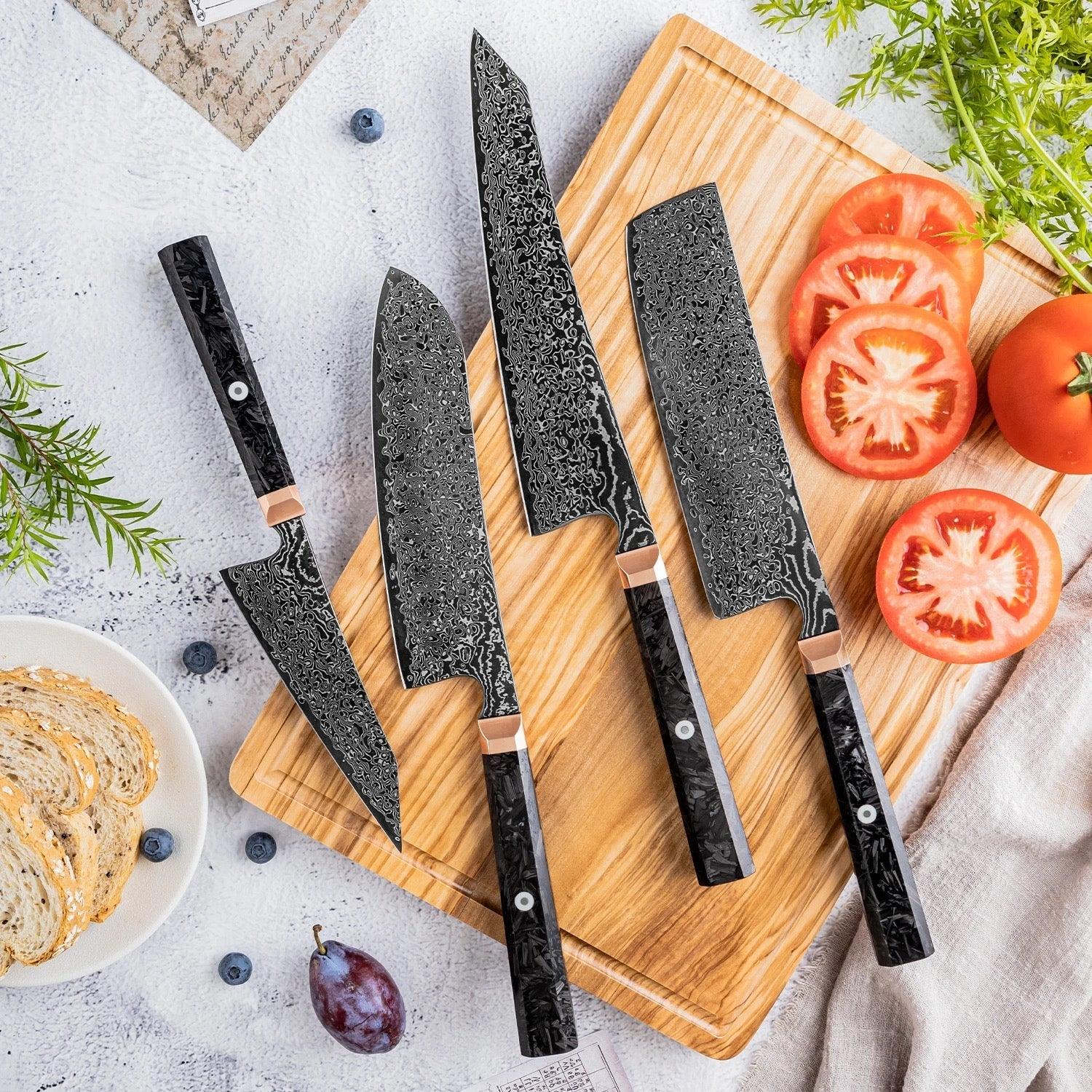 Raven VG-10 Damascus Knife with Carbon Fiber Handle - Image 4