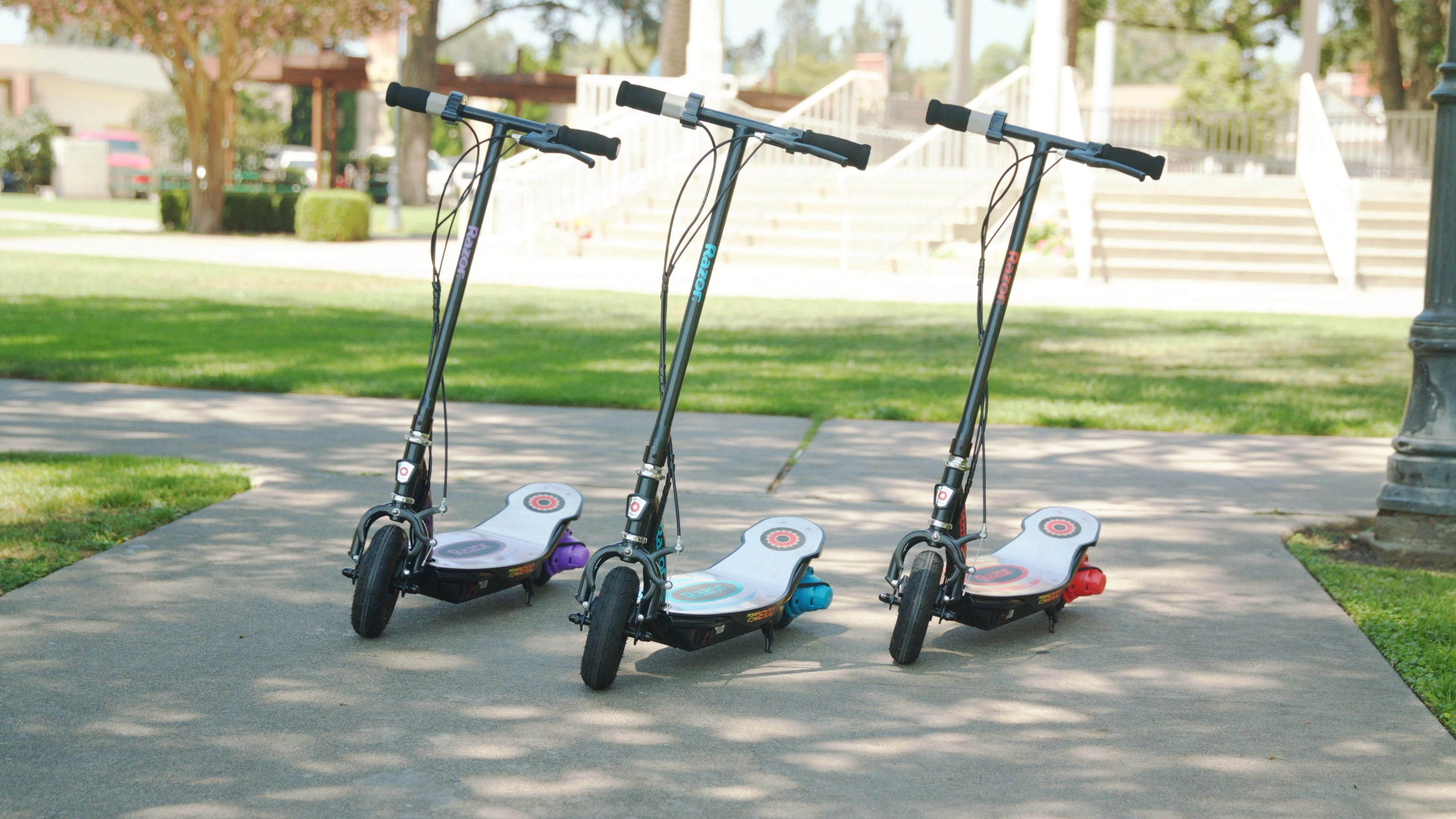 Razor Power Core E100 Electric Scooter with Aluminum Deck and Hand Brake, Blue - Image 5