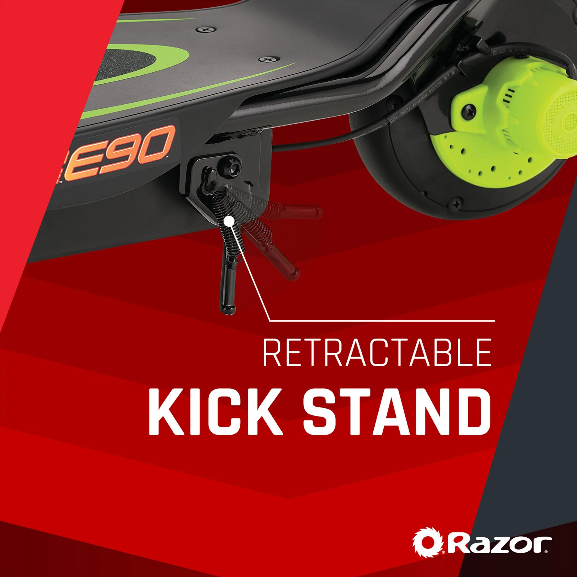 Razor Power Core E90 Sleek Electric Scooter with Push Button Throttle, Green - Image 4