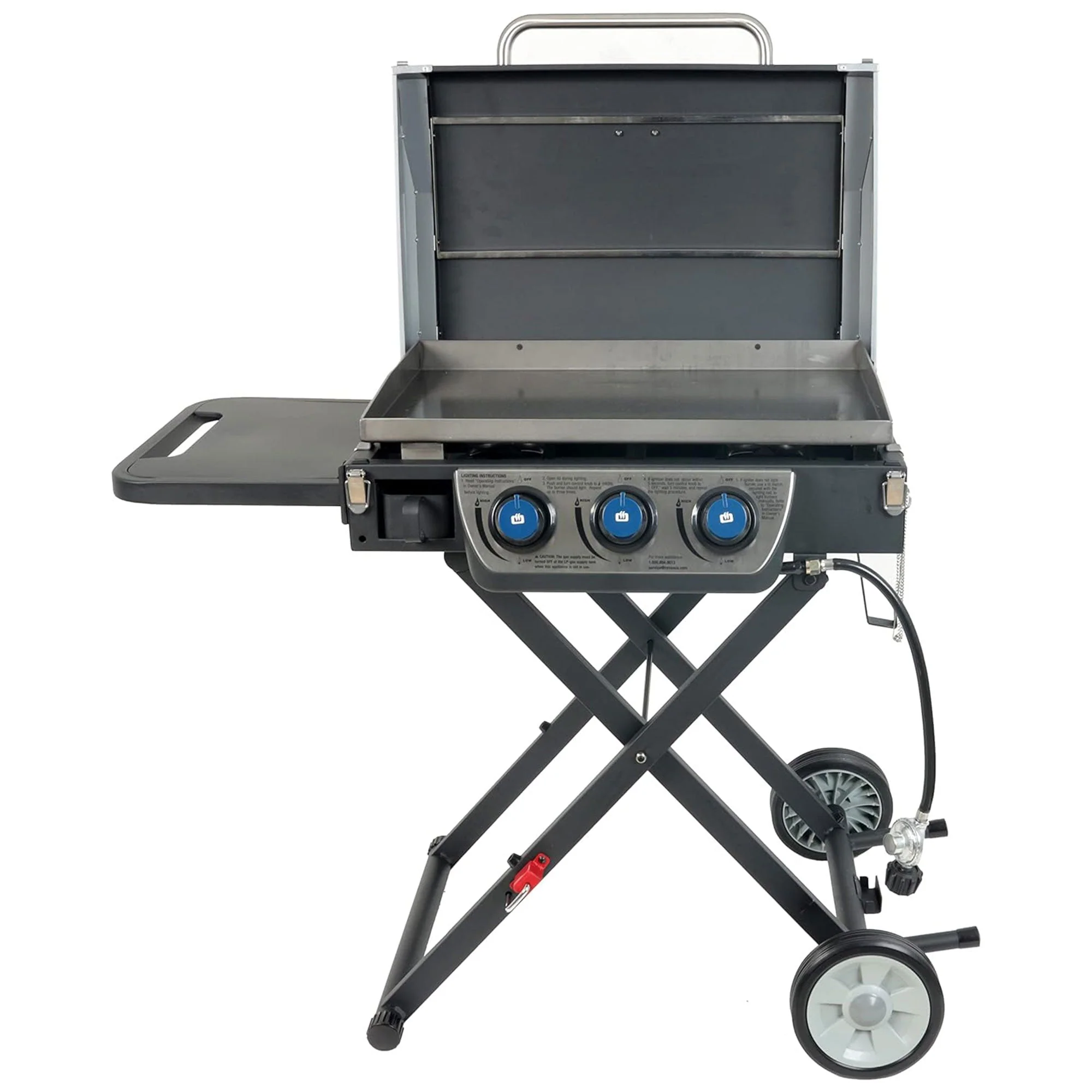 Razor Stainless Steel 3 Burner Griddle Grill with Portable Cart and Side Shelf - Image 7