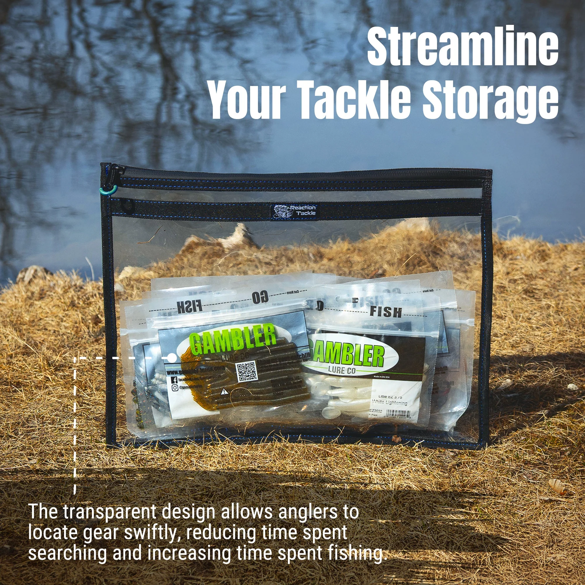 Reaction Tackle Clear Storage Bag Tackle Pak - Water-Resistant Plastic Storage - New - Image 3