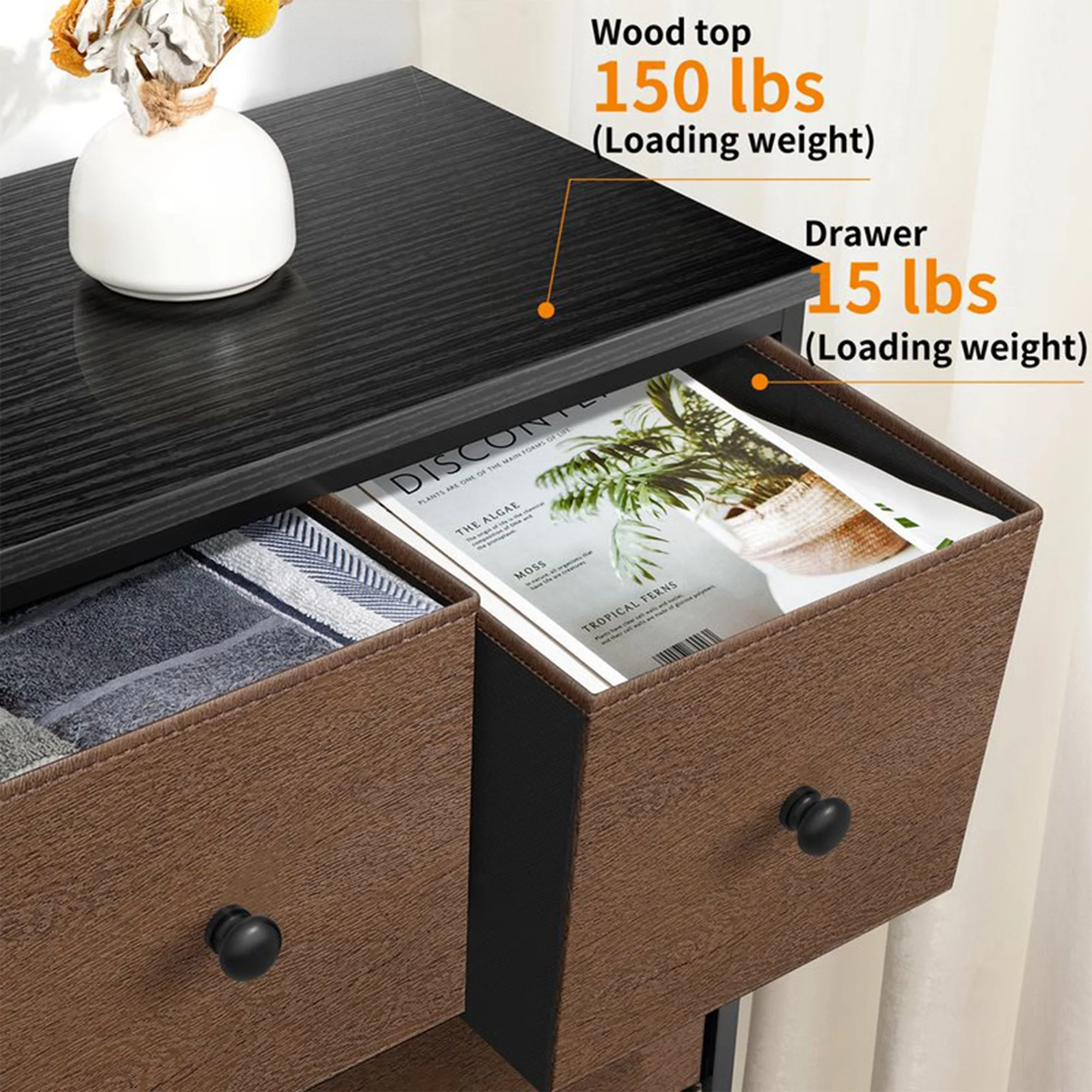 REAHOME 10 Drawer Steel Frame Bedroom Storage Organizer Chest Dresser, Espresso - Image 4