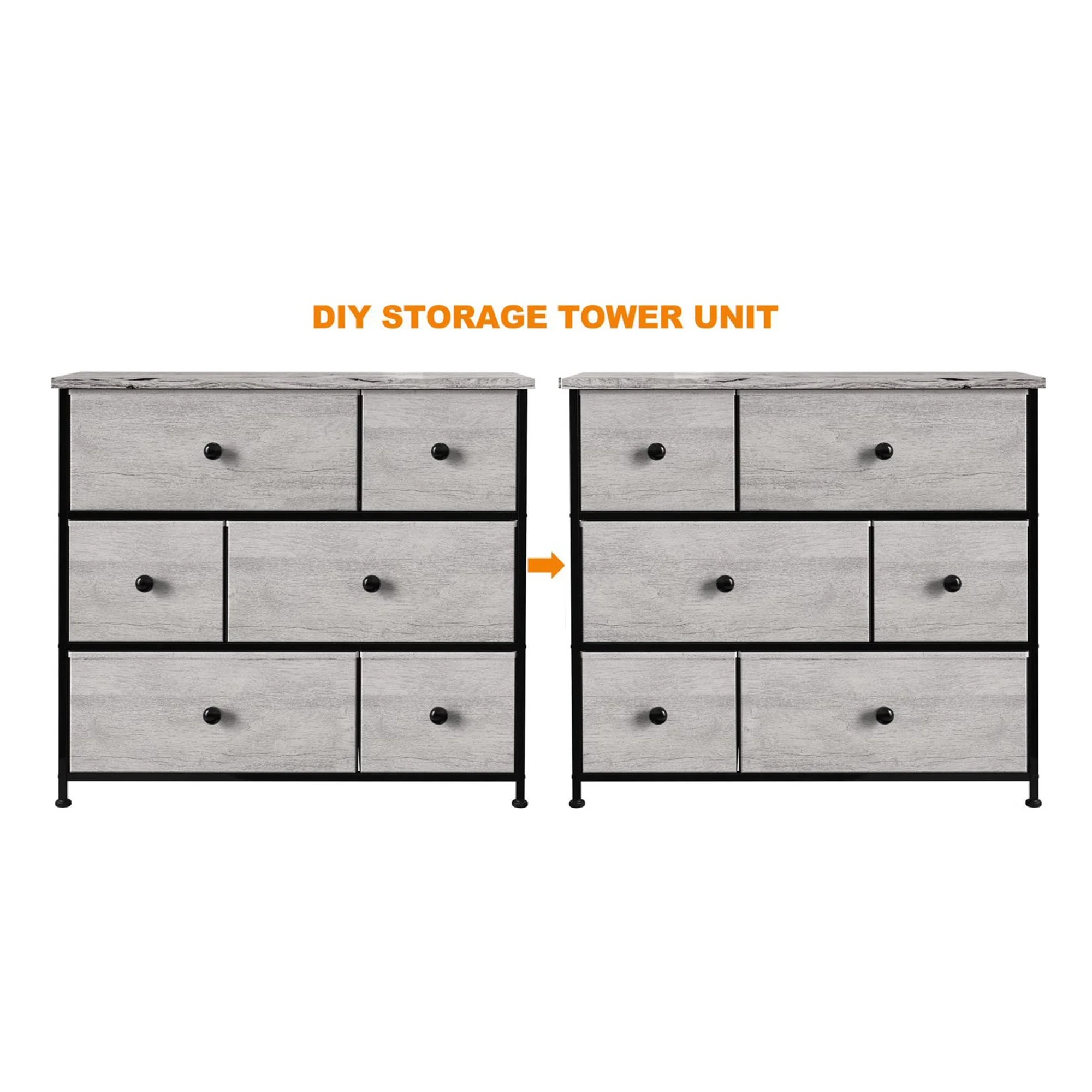 REAHOME 6 Drawer Dresser Organization Storage Unit with Steel Frame, Dark Taupe - Image 5