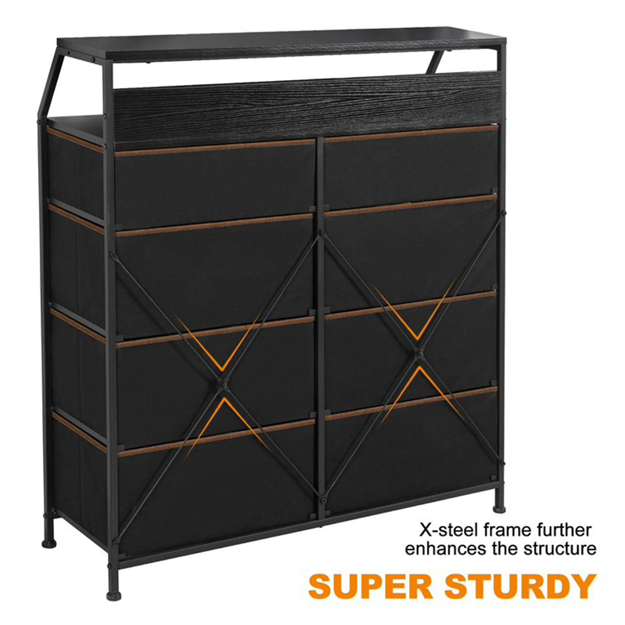 REAHOME 8 Drawer Wood Top Storage Dresser with 2 Drawer Organizers, Espresso - Image 2