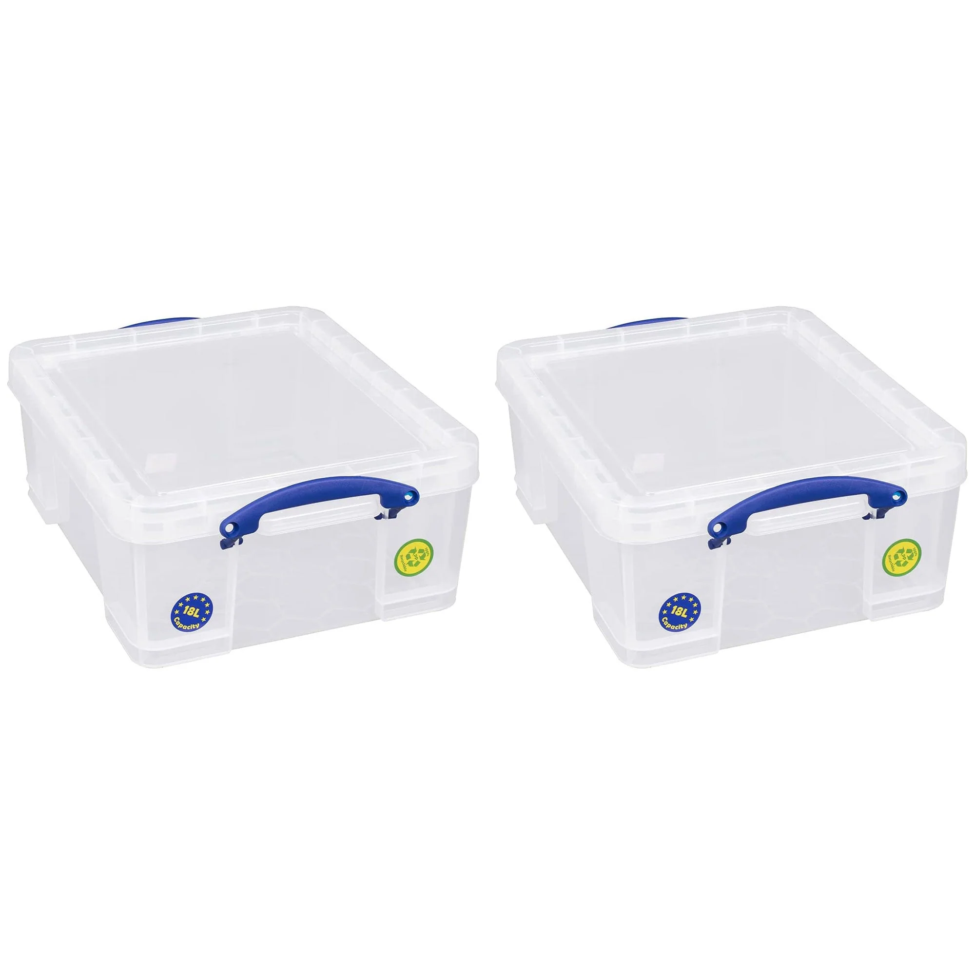 Really Useful Box 18L Storage Container w/Snap Lid & Clip Lock Handle, 4 Pack - Image 2