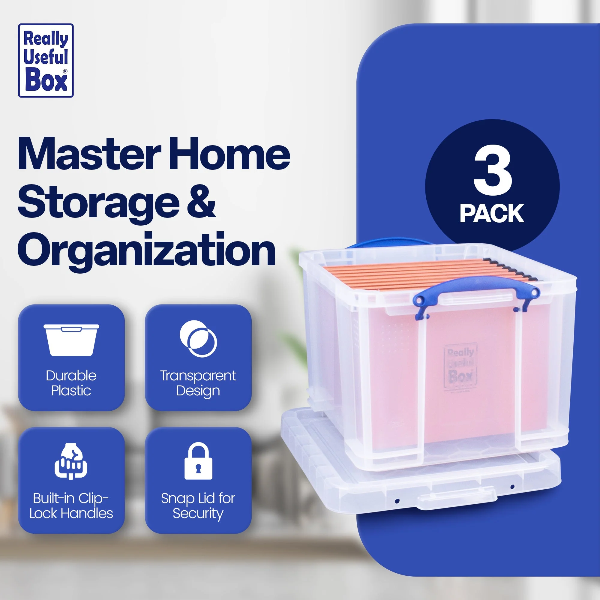 Really Useful Box 32 Liter Storage Container w/Snap Lock Handles, 6 Pack, Clear - Image 4