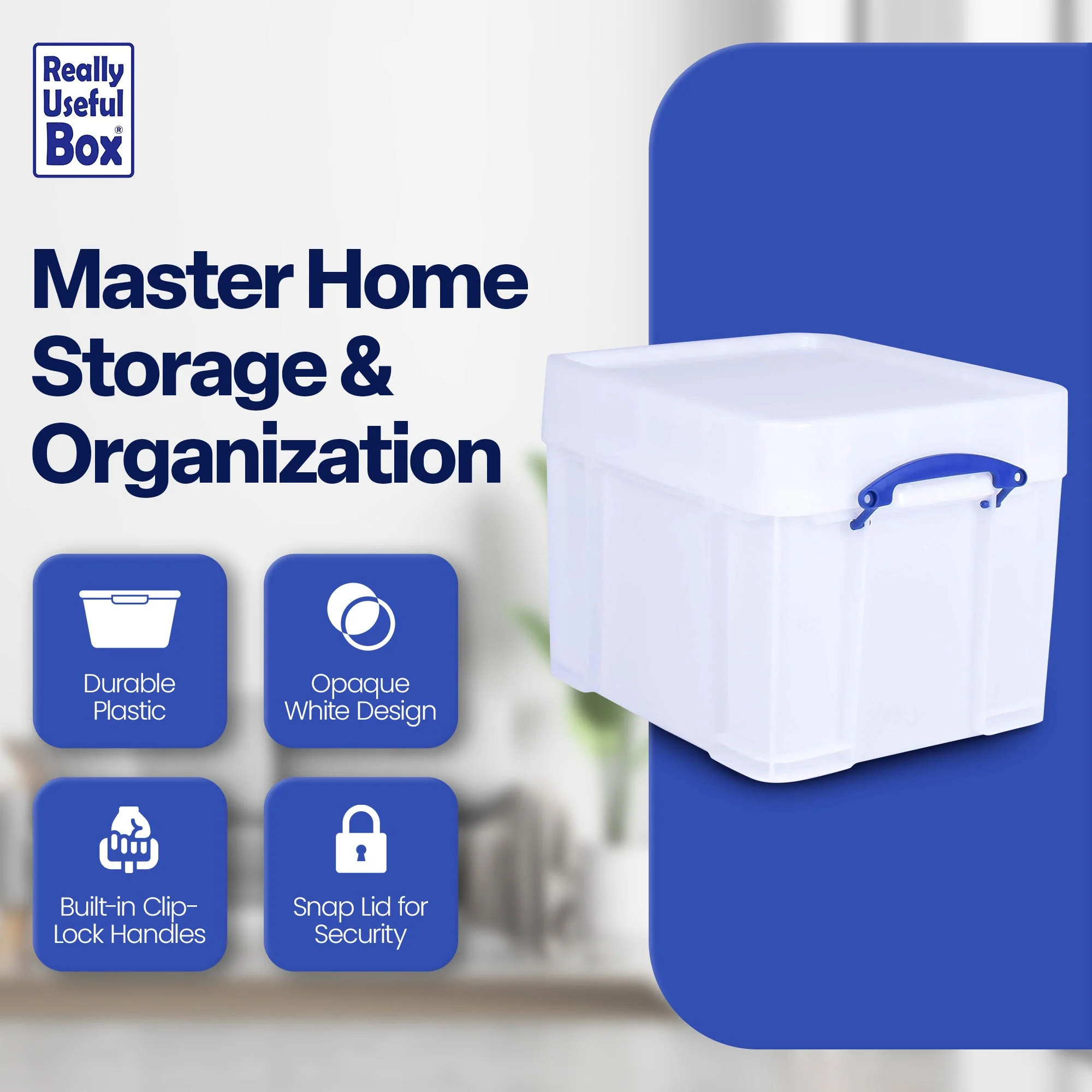 Really Useful Box 35 Liter Extra Strong Plastic Storage Box with XL Lid, 2 Pack - Image 4