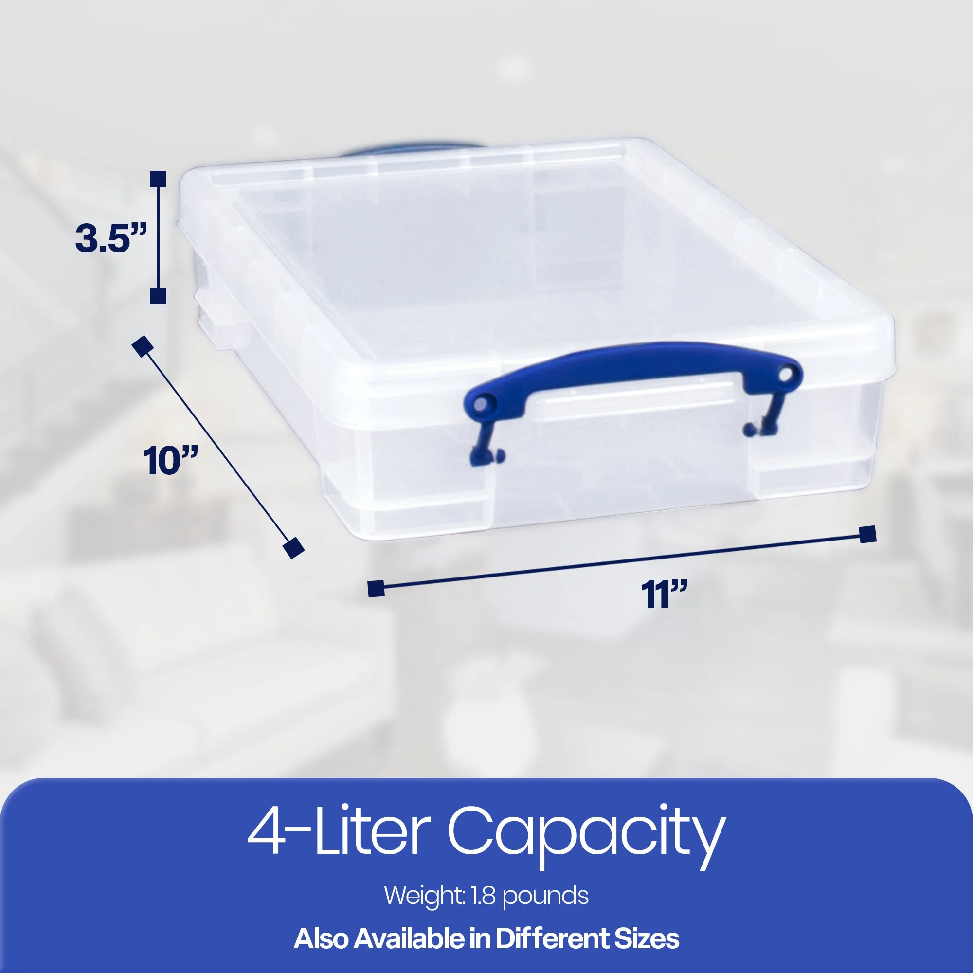 Really Useful Box 4L Storage Container with Lid and Clip Lock Handles, (4 Pack) - Image 3