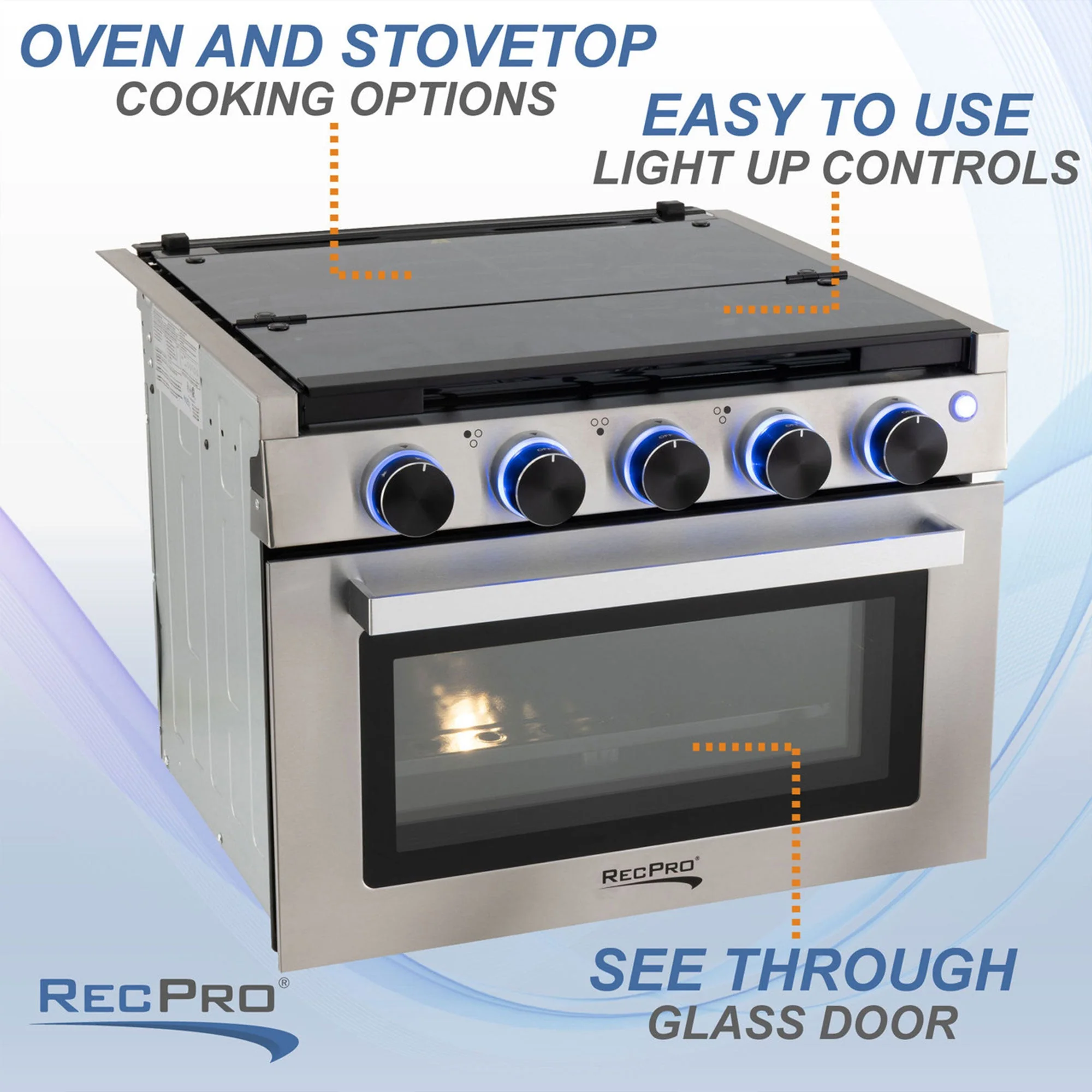 RecPro 21" Tall 3 Burner Propane RV Stove Gas Range without Range Hood, Silver - Image 4