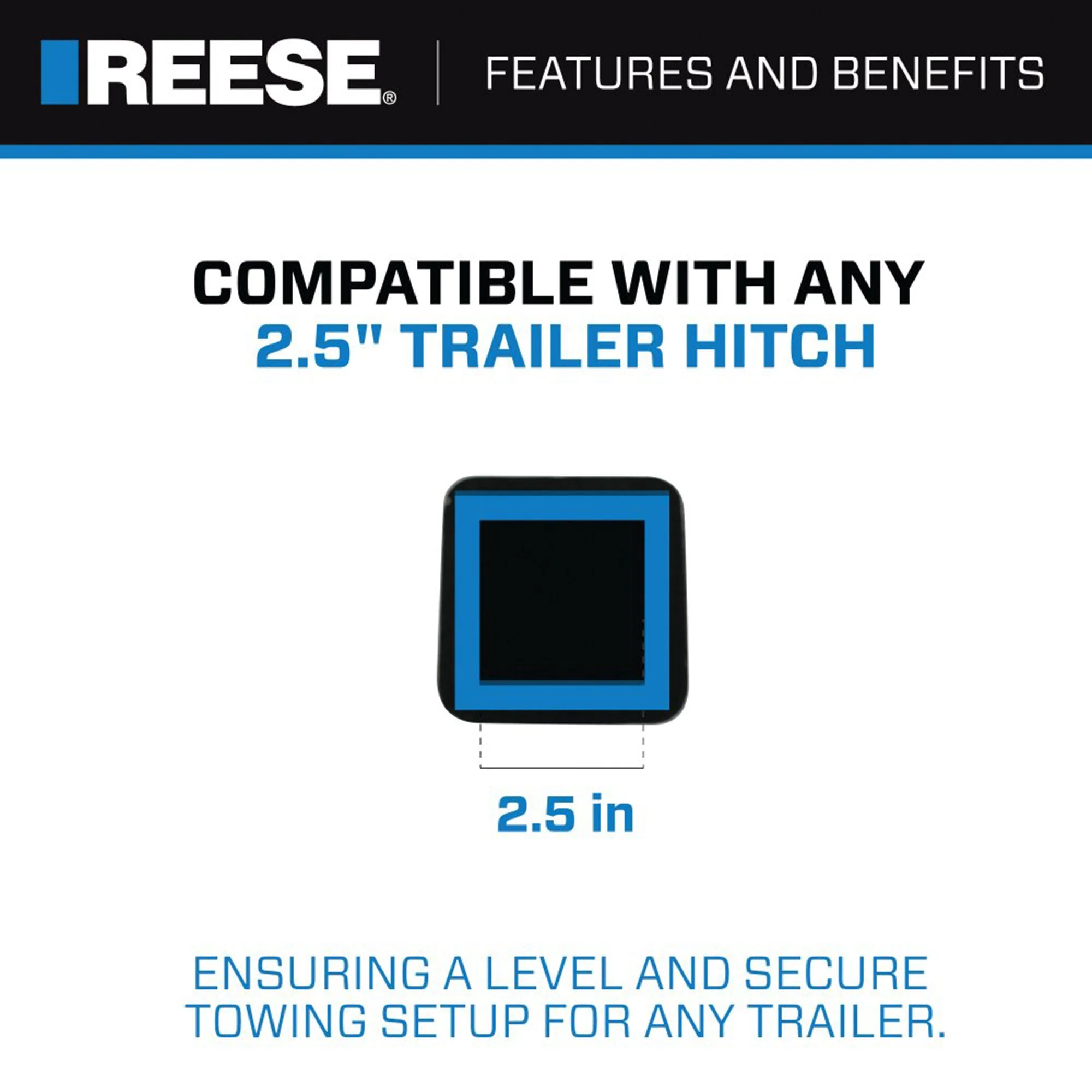 REESE Trailer Hitch Ball Mount, Fits 2.5" Receiver, 5" Drop, 13,000 lbs, Black - Image 6