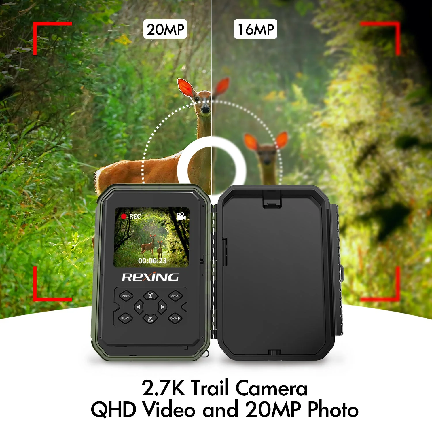 Rexing H3 Electronic Animal Caller Trail Cam 2.7K Video + 20MP Photo - Image 2