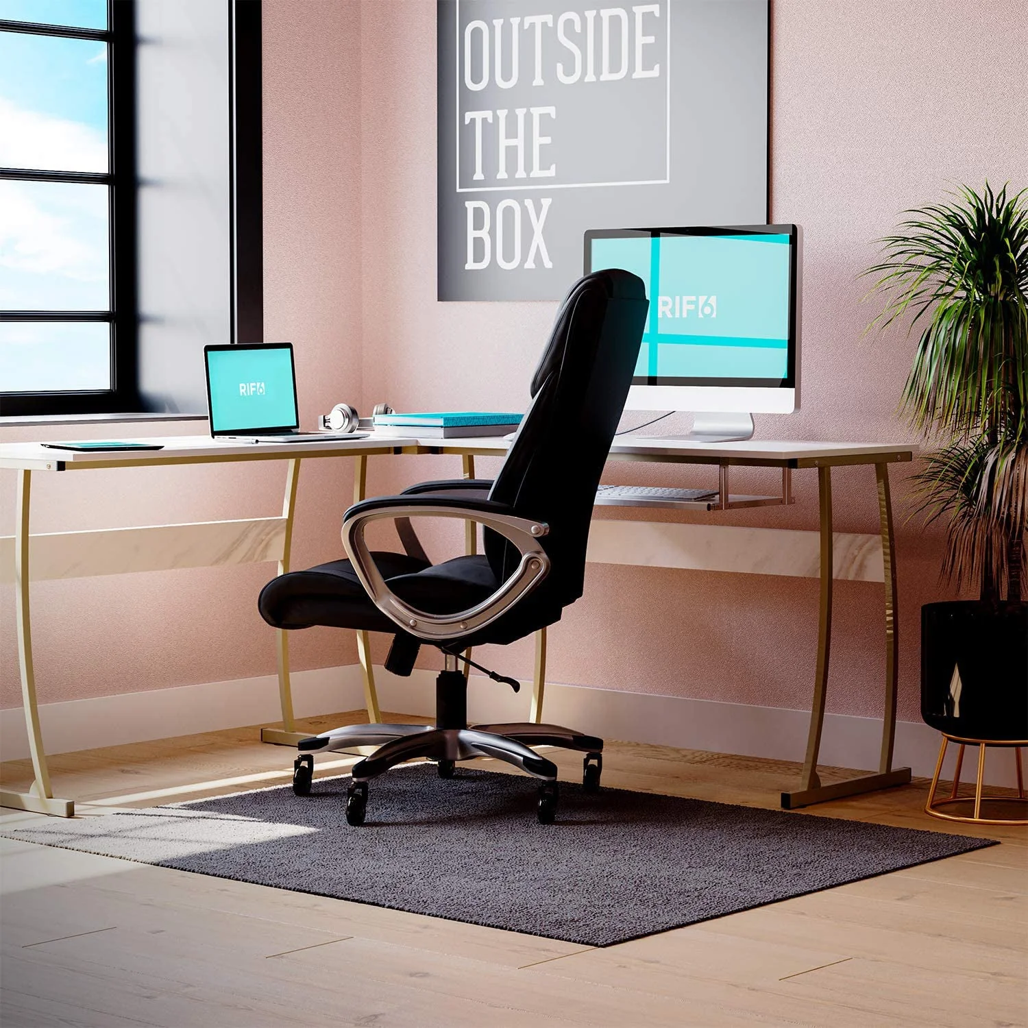 RIF6 L Shaped Modern Computer Office Desk w/ Keyboard Tray, Easy Assembly, White - Image 7