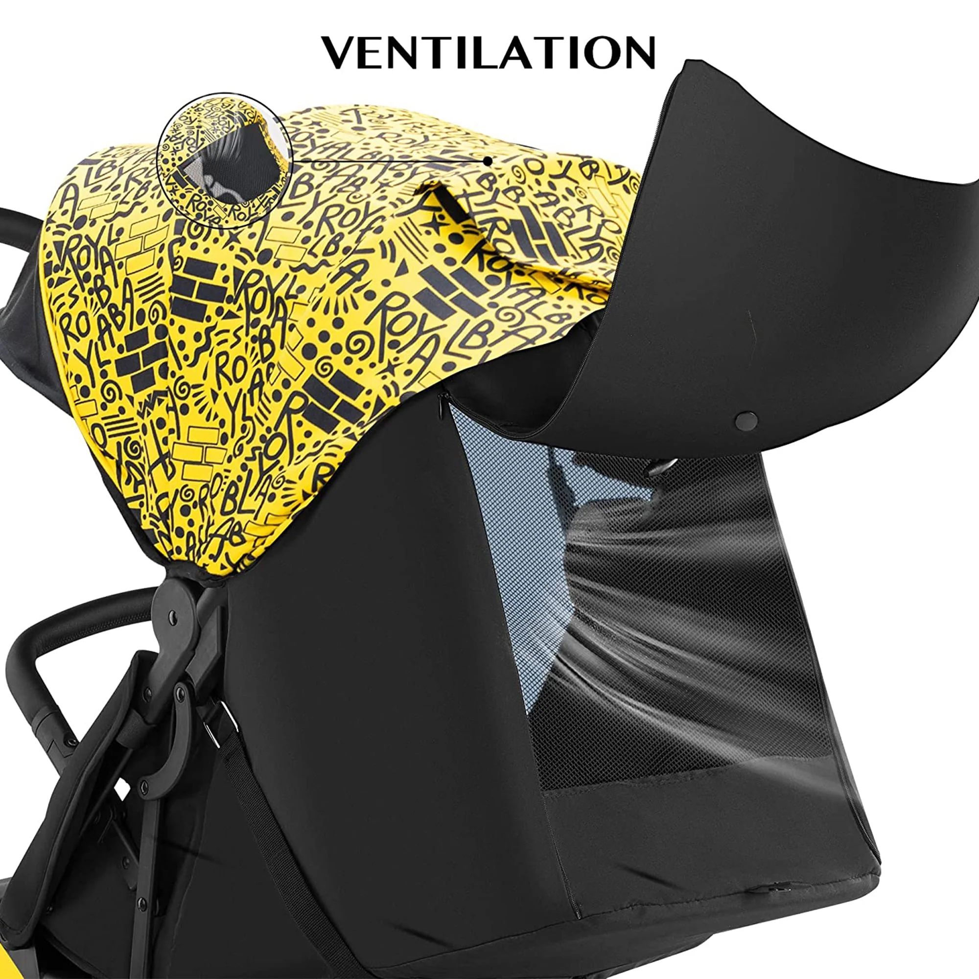 RoyalBaby 360 Reversible Seat Compact Portable Travel Stroller, Black/Yellow - Image 4