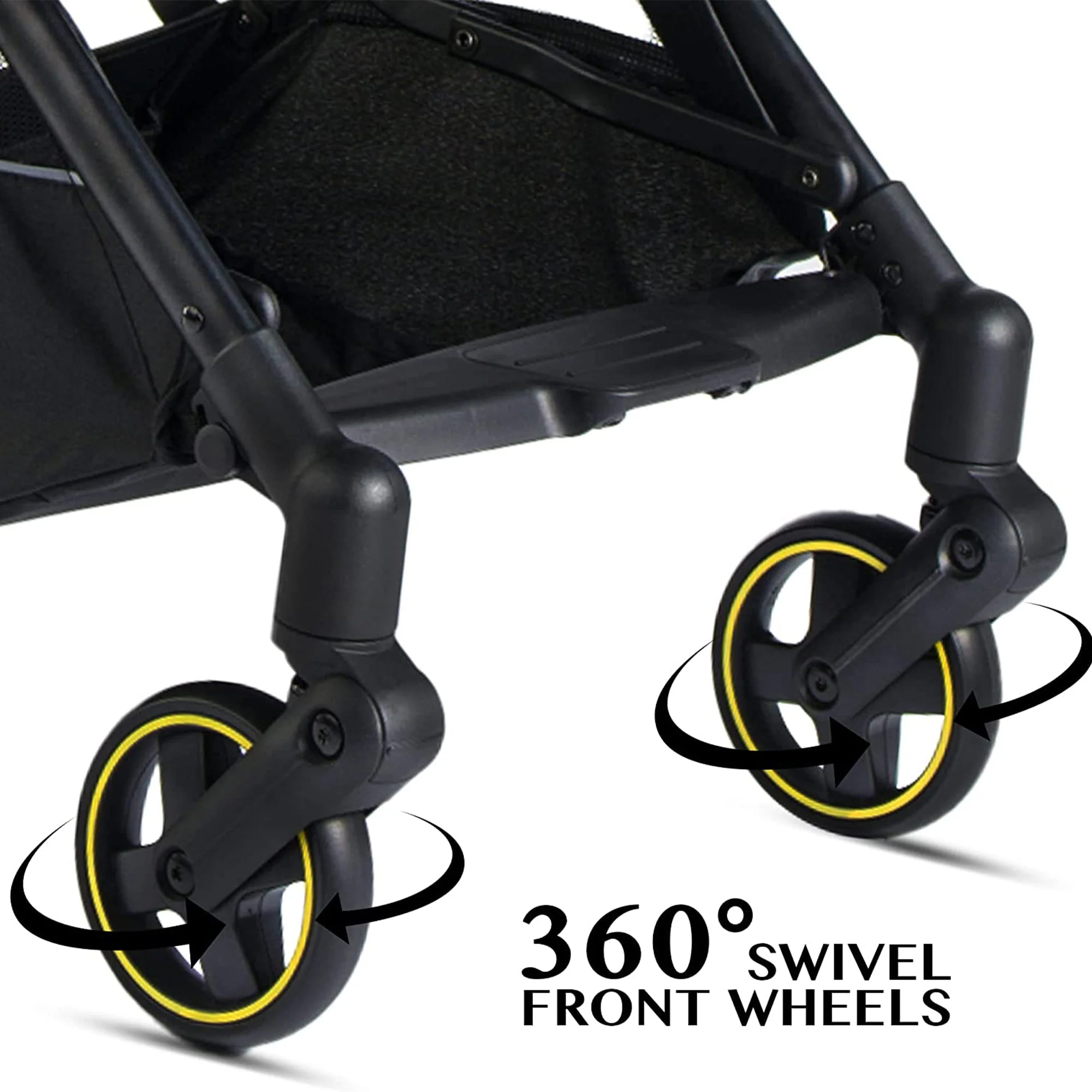 RoyalBaby 360 Reversible Seat Compact Portable Travel Stroller, Black/Yellow - Image 5
